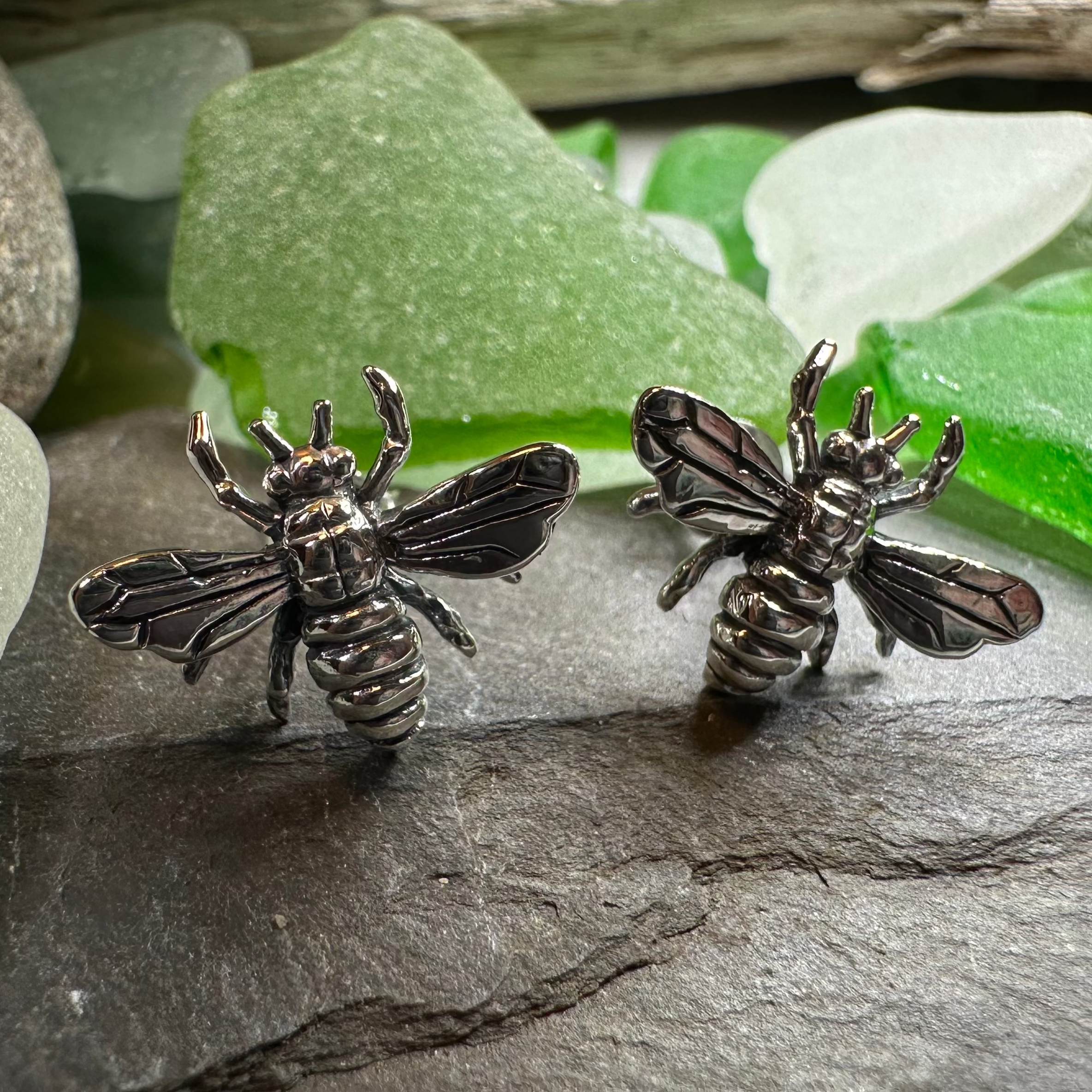 Realistic Bee Post Earrings for Women - Gold Plated Stud Earrings with CZ Stones - Perfect for Everyday Wear, Gifts, and Spring Fashion