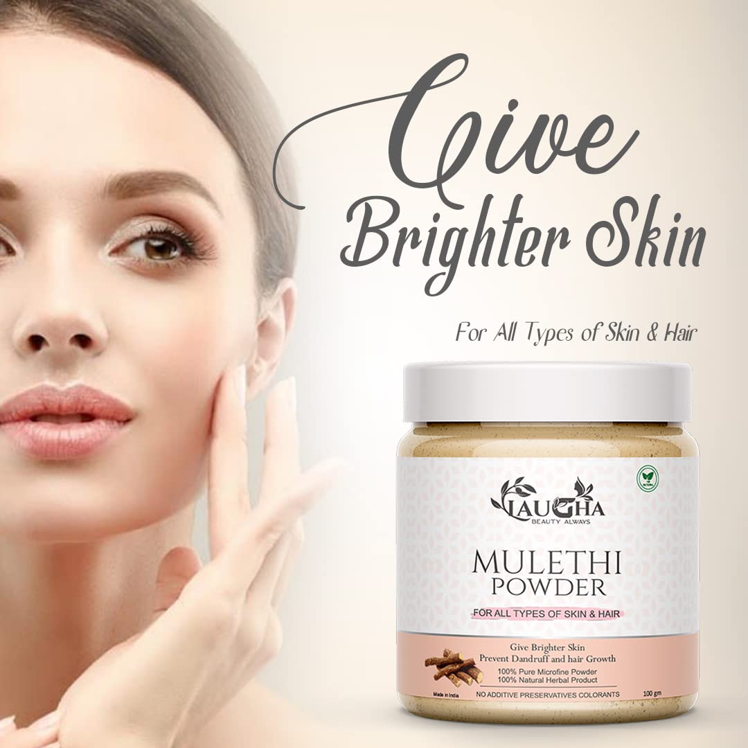 Pure & Natural MULETHI Powder for Skin Care - Brightening, Anti-Aging, Blackhead & Acne Treatment, Deep Cleansing Face Mask - 100g Jar | Perfect for Daily Skincare Routine & Spa Treatments