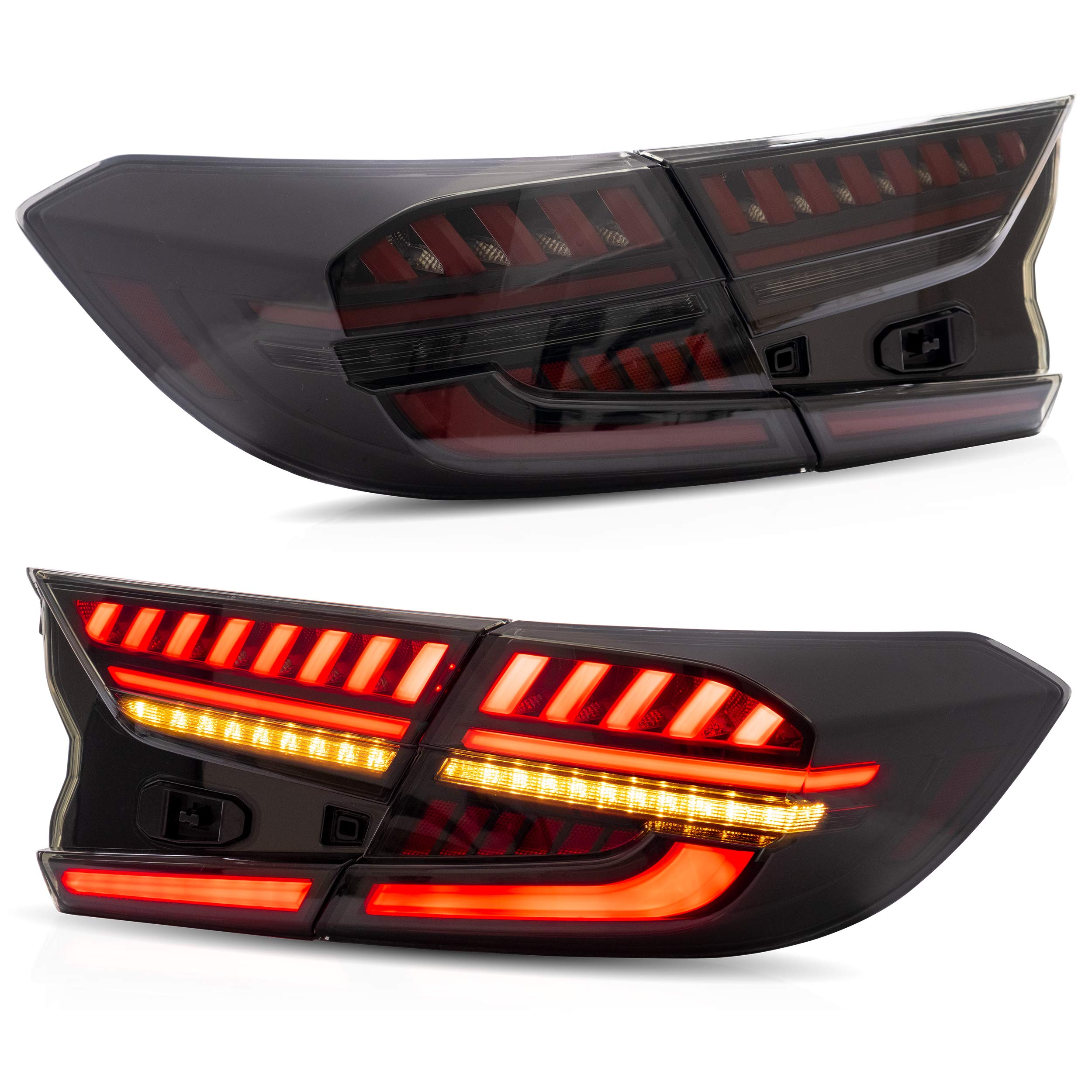 VLAND Smoked LED Tail Lights Assembly for Honda Accord 10th Gen (2018-2022) - Sequential Turn Signals, Reverse & Fog Lights, Plug & Play - Upgrade Your Car's Rear Style for Night Driving & Enhanced Safety