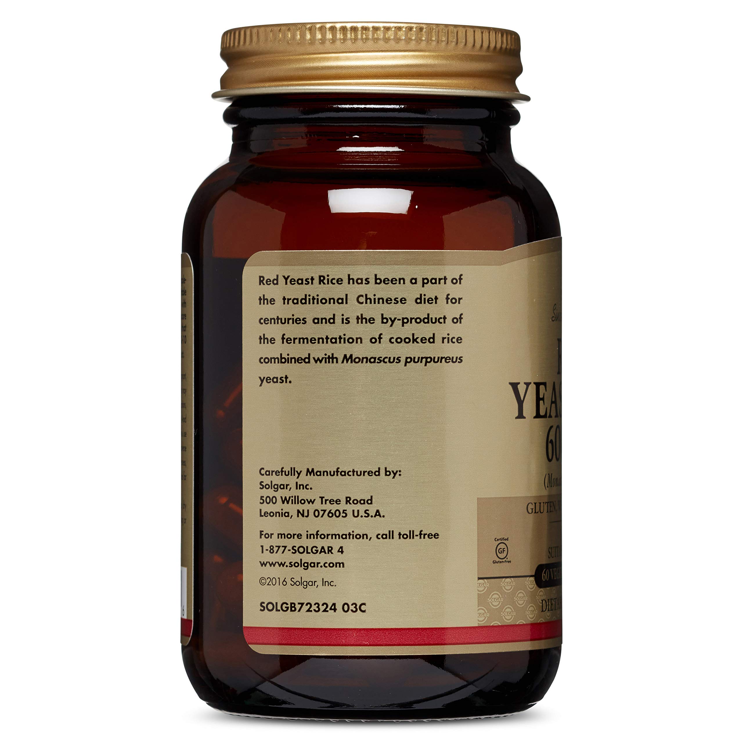 Solgar Red Yeast Rice Vegetarian Capsules 600mg - 60 Count | Supports Cardiovascular Health & Cholesterol Balance | Perfect for Heart Wellness Routines & Natural Supplement Regimens