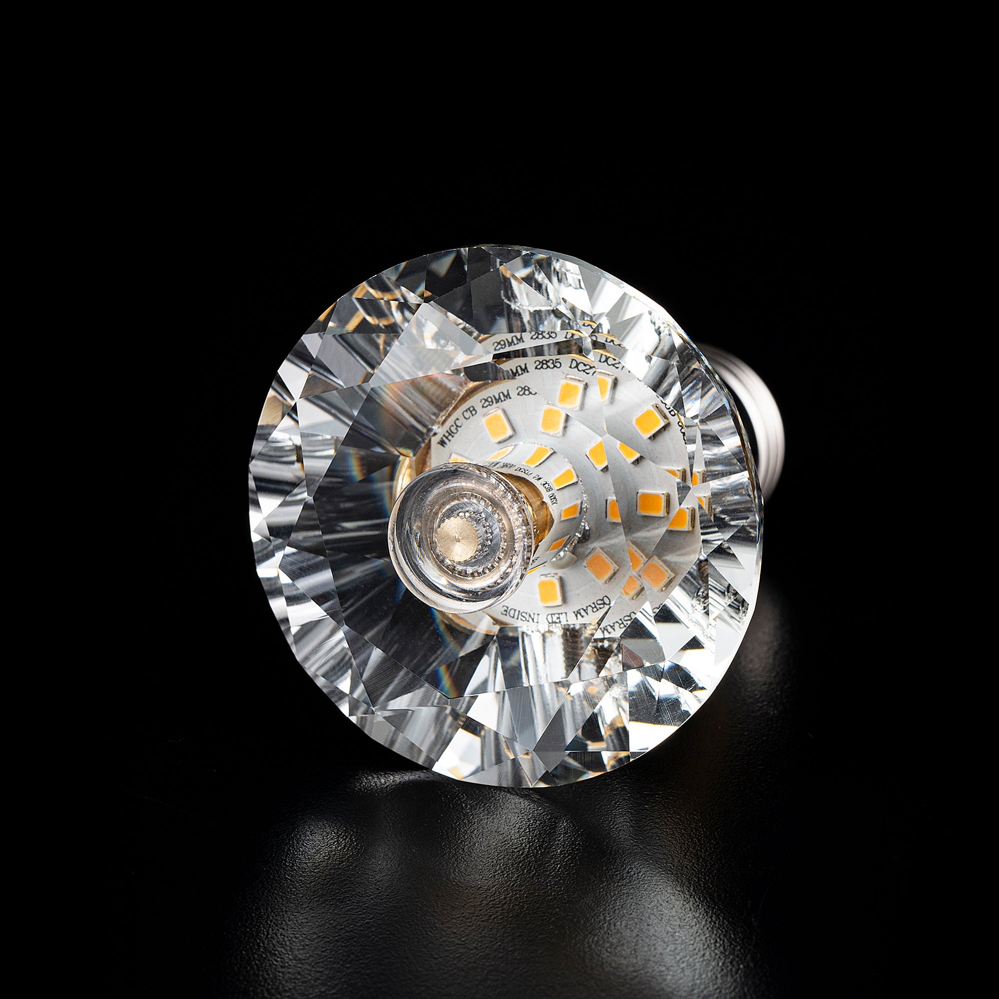 Round Diamond Crystal LED Light Bulb - Small Size, Energy Efficient, Warm White Light - Perfect for Bedroom Lamps, Chandeliers & Home Decor Lighting
