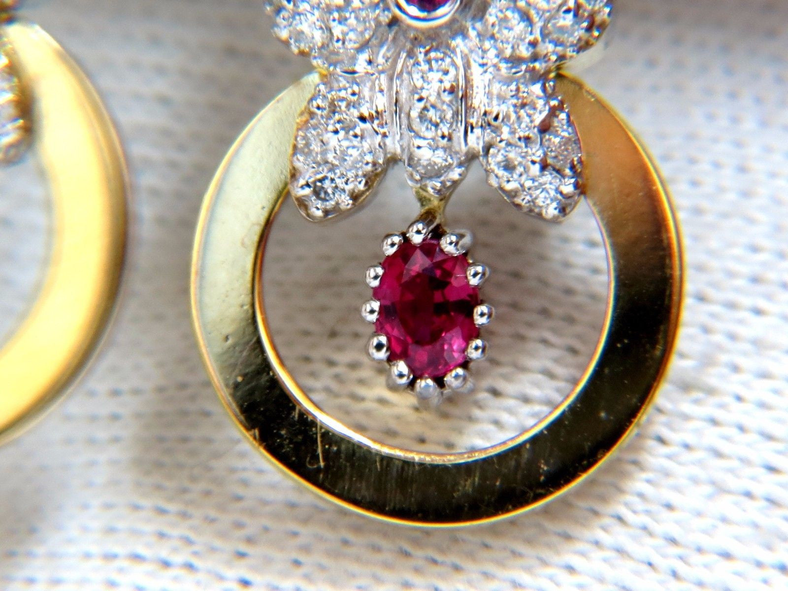 1.70CT Natural Oval Bright Red Ruby Diamond Dangle Butterfly Earrings in 14K Gold – Elegant Jewelry for Weddings, Parties & Special Occasions