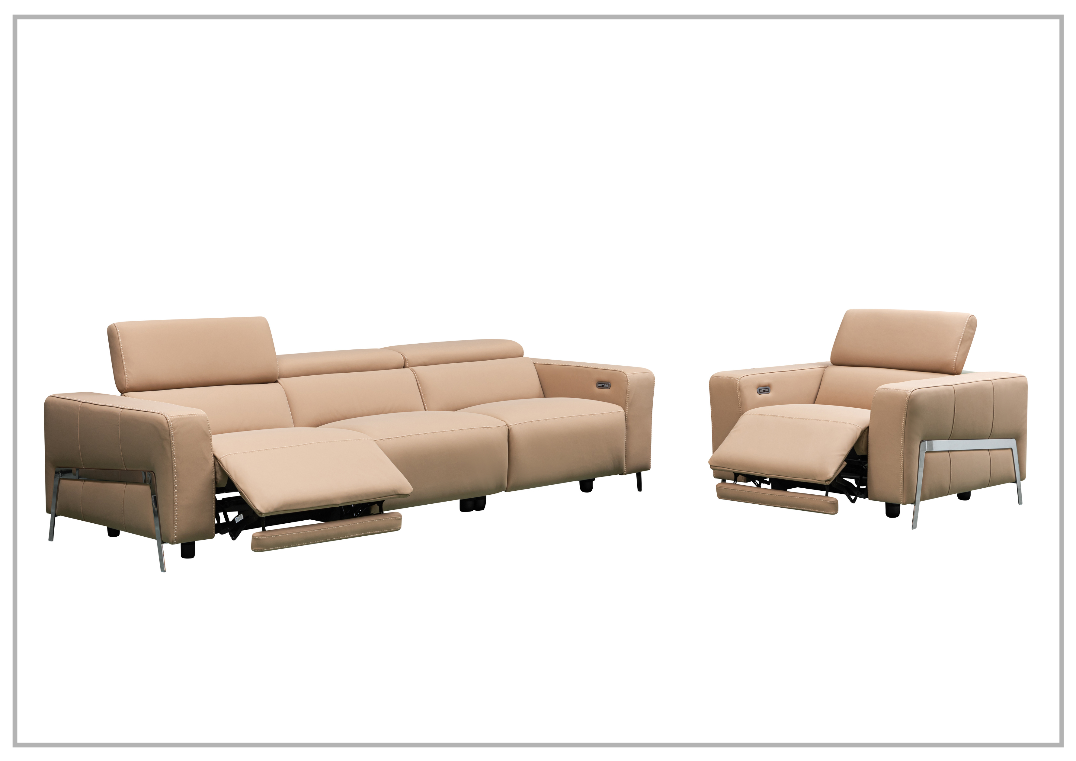 Klaussner Prestigio 3-Seater Top Grain Leather Reclining Sofa - Stone Wash Finish - Comfortable Living Room Furniture for Relaxation & Movie Nights