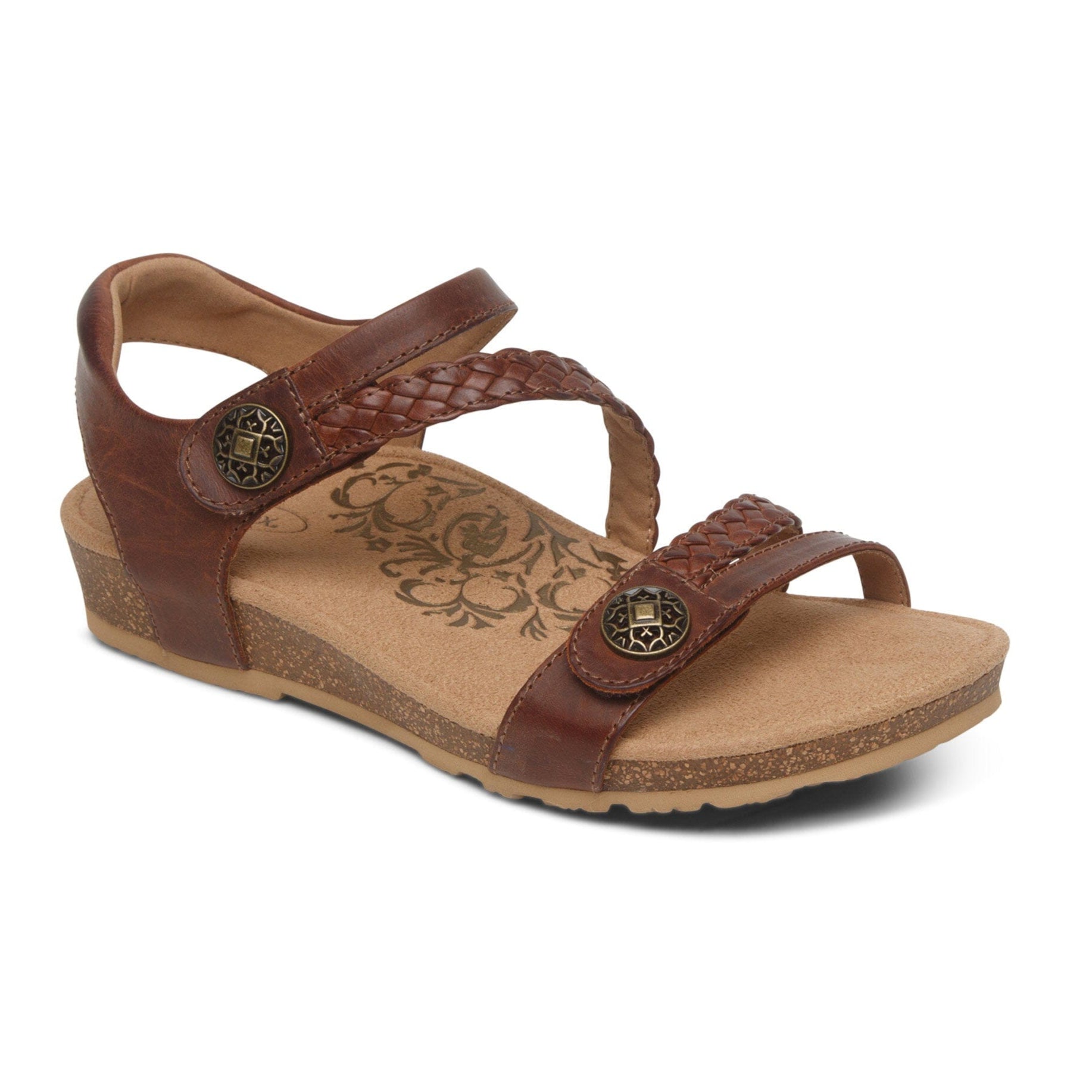 Aetrex Jillian SC441 Walnut Women's Comfortable Orthotic Sandals - Perfect for Walking, Travel & Everyday Wear