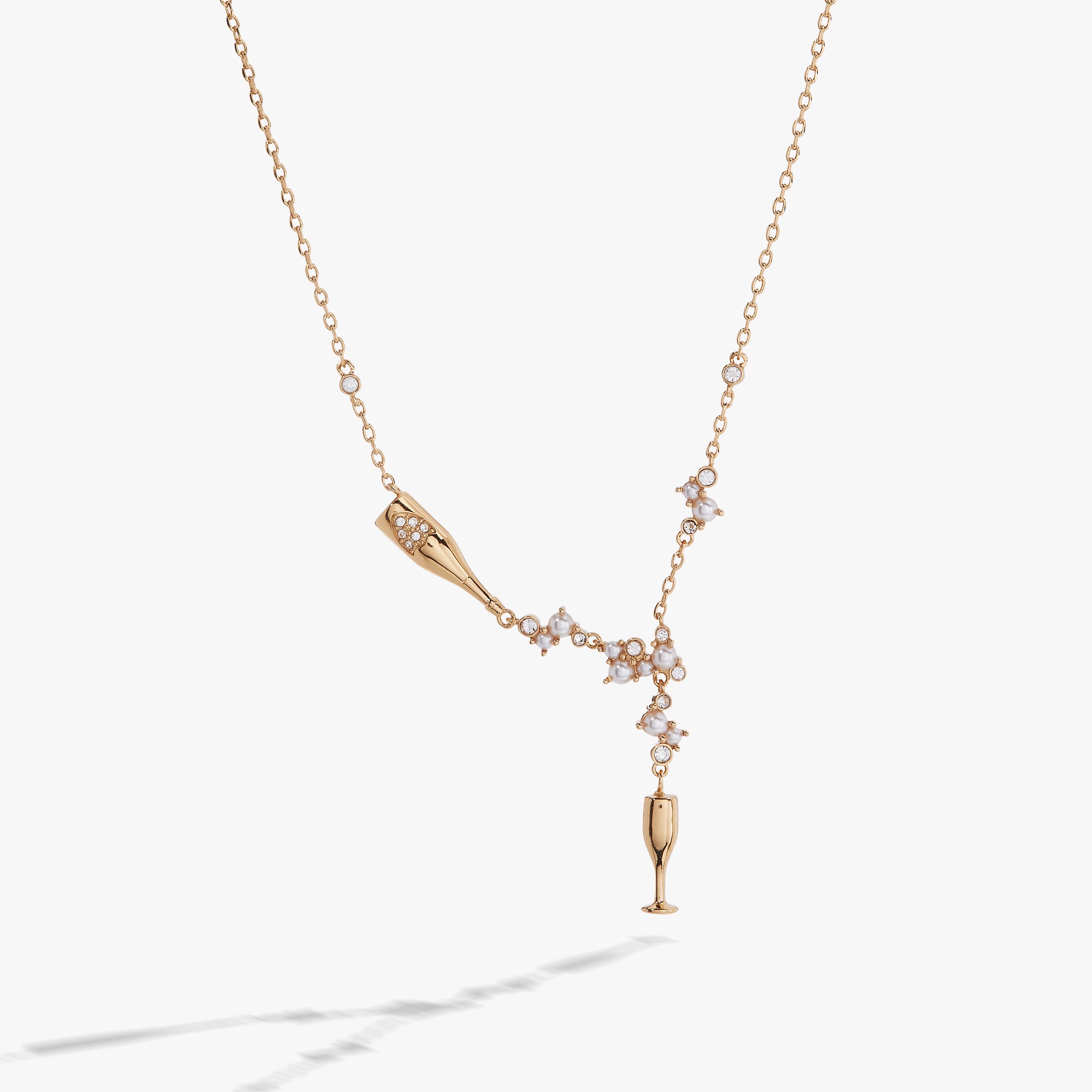 Elegant Champagne Pearl & Crystal Pendant Necklace for Women - Perfect for Weddings, Parties & Special Occasions