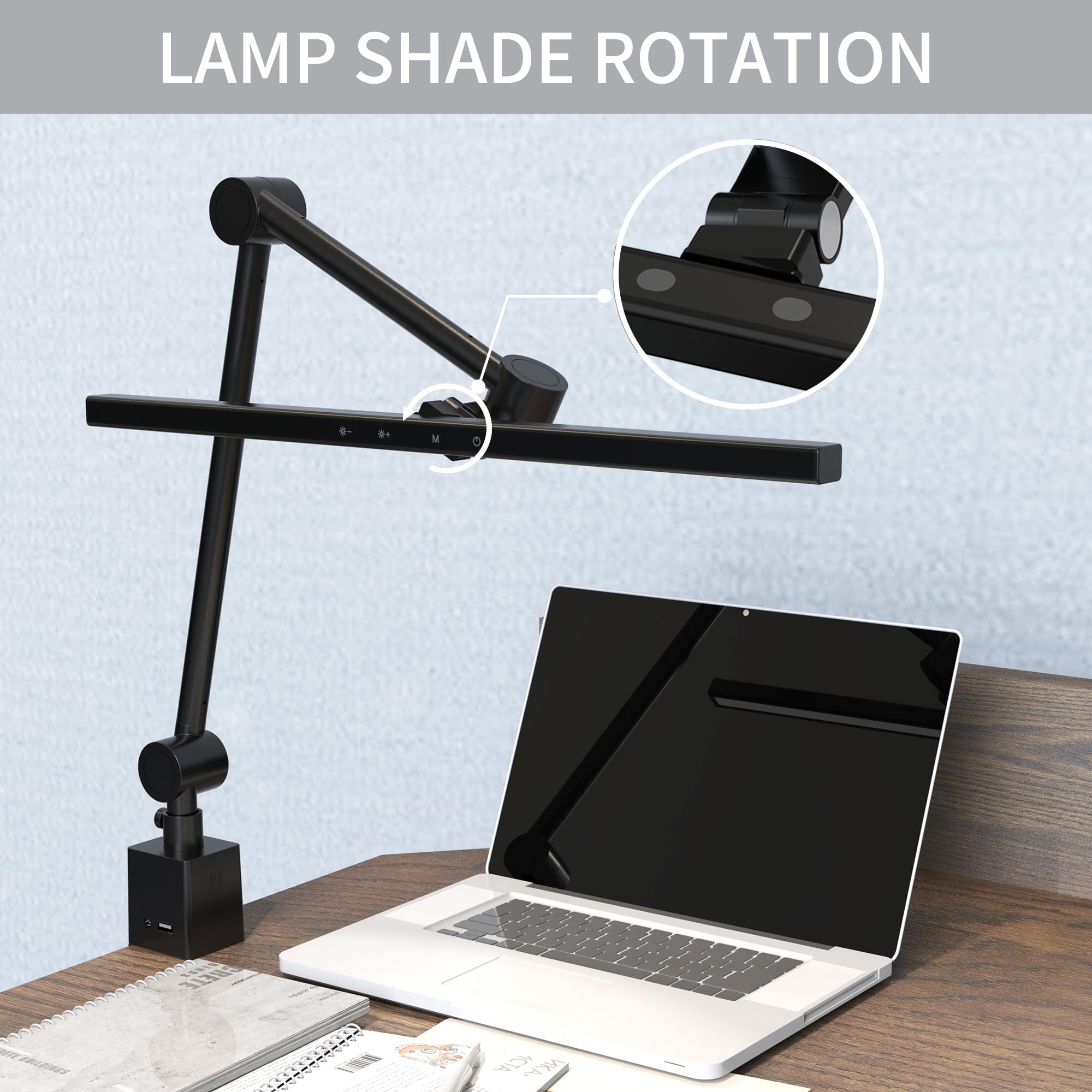 LED Desk Lamp with Clamp - Adjustable Monitor Light Bar for Eye Protection, 5 Modes & 20 Brightness Levels, Ultra HD Bright Table Light for Reading, Studying, Office Work - Reduces Screen Glare & Eye Fatigue