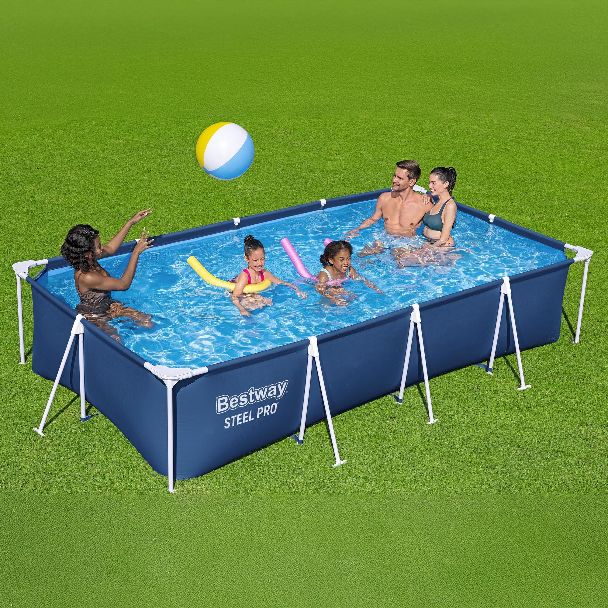 Bestway Steel Pro 13ft x 32in Rectangular Above Ground Outdoor Pool - Heavy Duty Steel Frame, 1,506 Gallon Capacity, Durable Vinyl Liner, Blue - Perfect for Backyard Swimming, Family Fun, and Summer Relaxation