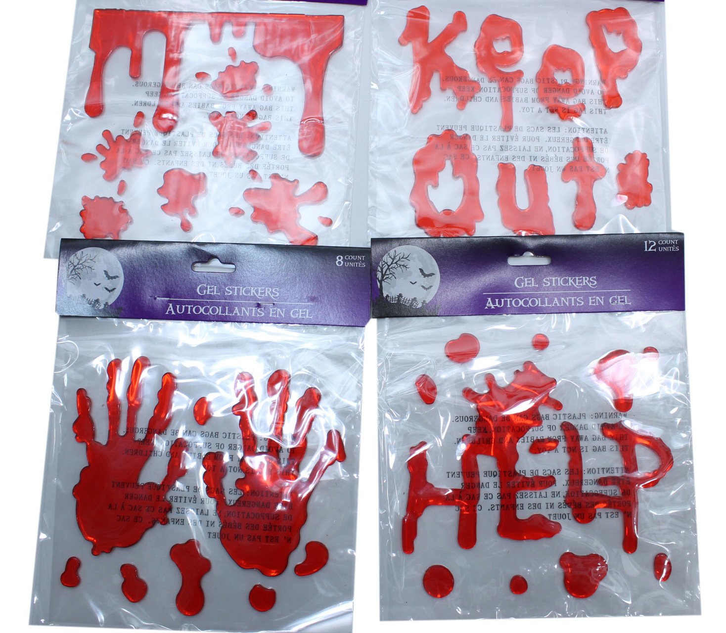 Halloween Bloody Hand Dripping Window Clings - Set of 4 Spooky Gel Decals for Windows & Glass Doors - Perfect for Haunted House Decor, Horror Party & Halloween Scary Decorations