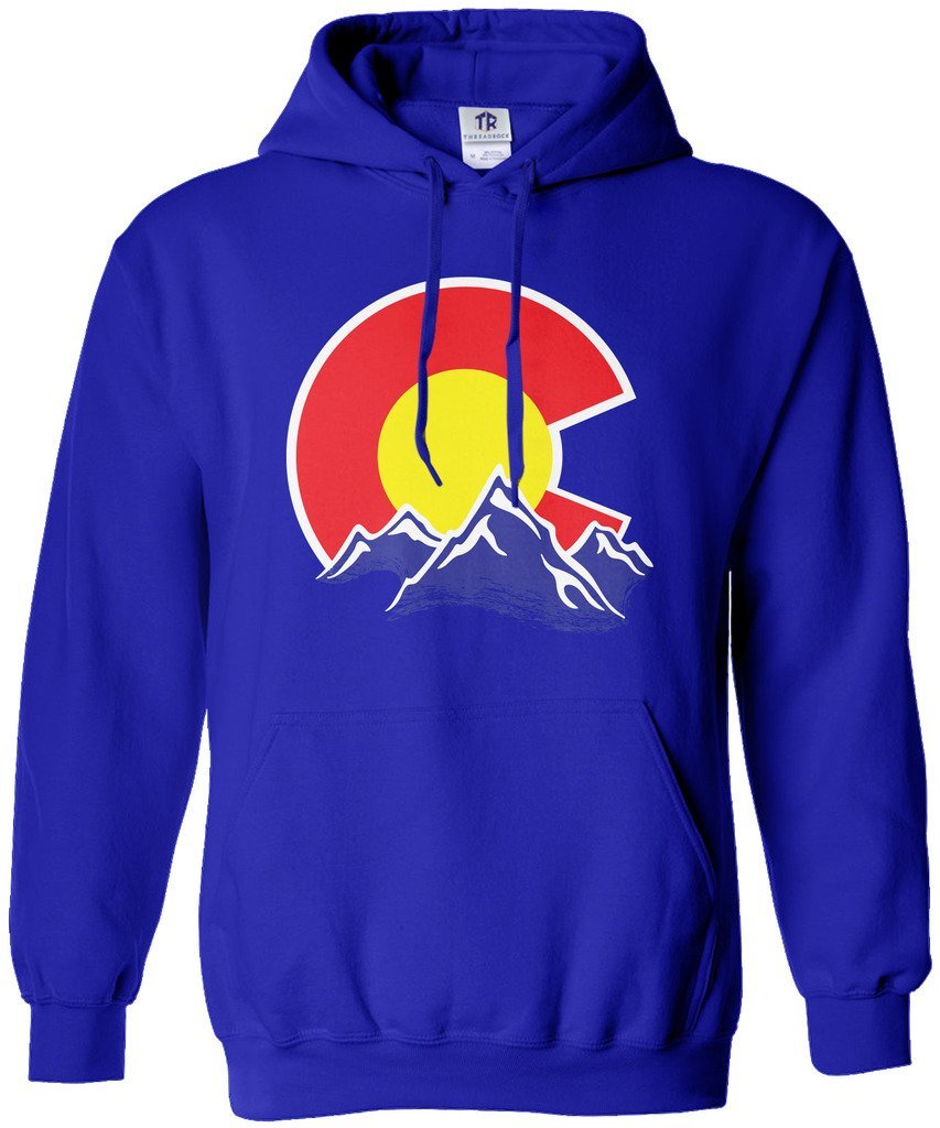 Threadrock Women's Colorado Mountain Hoodie Sweatshirt - Fleece Pullover with Pocket, Warm Winter Hooded Sweater for Hiking & Outdoor Activities
