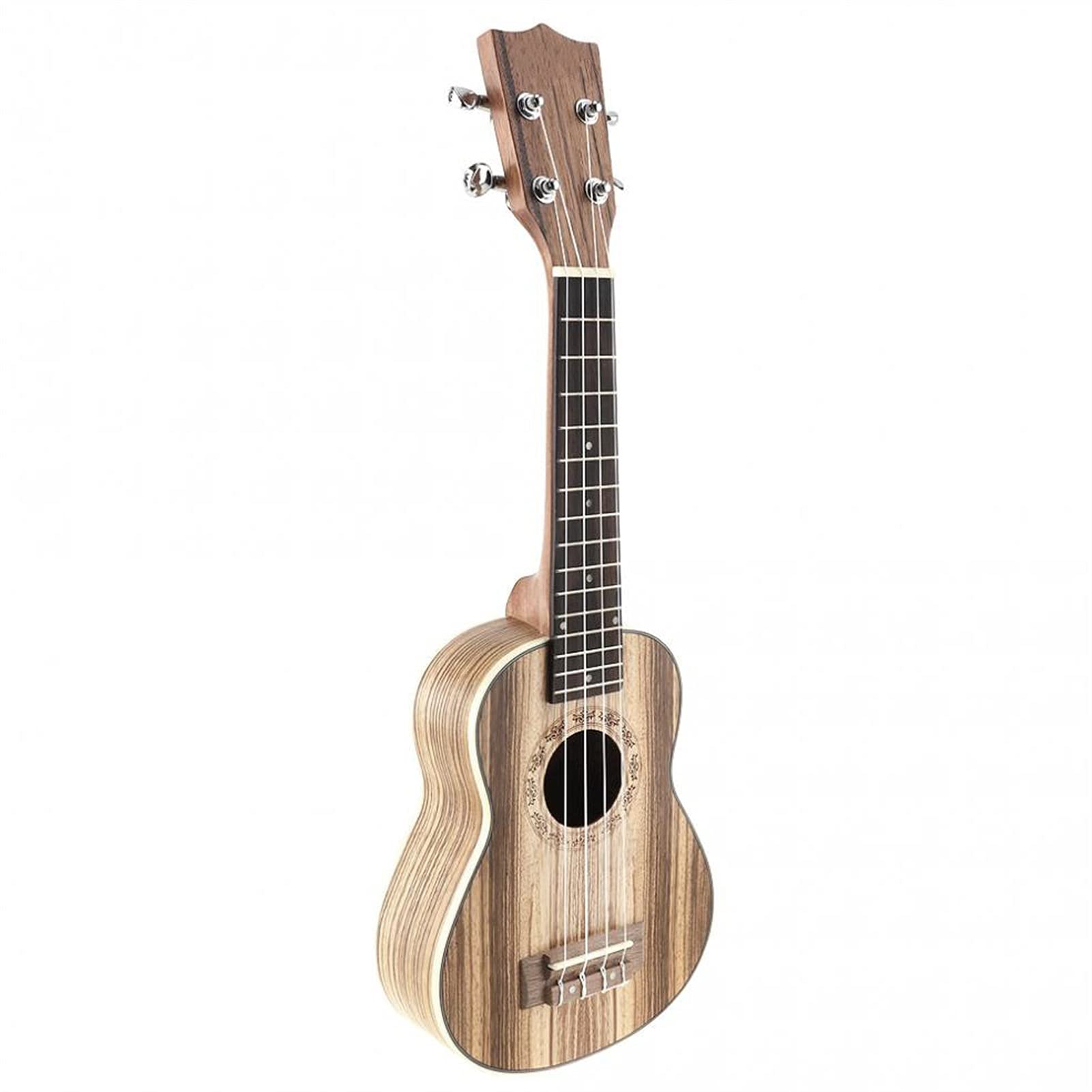 21 Inch Portable Soprano Ukulele with 15 Frets - 4 String Zebra Wood Concert Ukulele - Perfect for Beginners, Travel & Beach Music