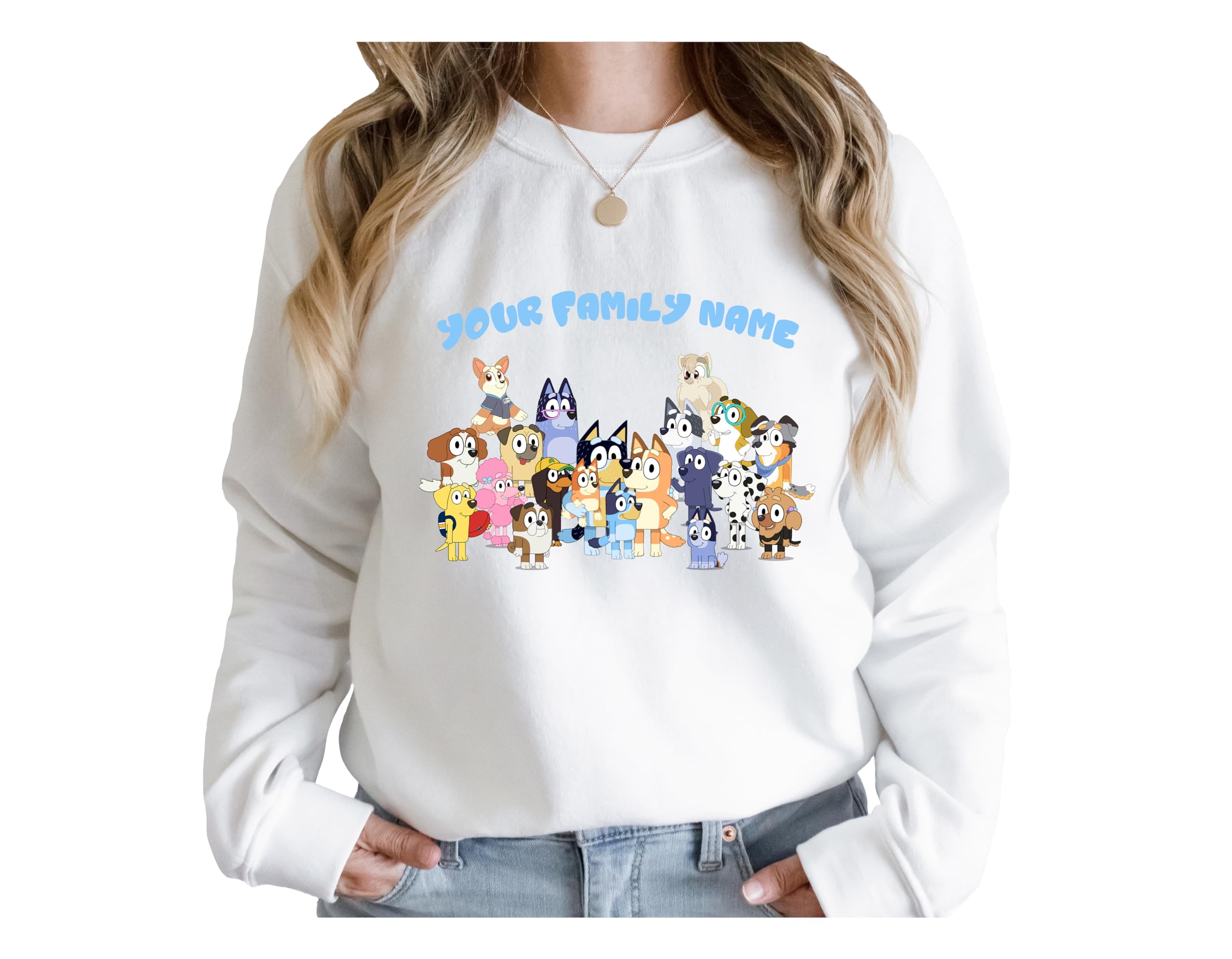 Custom Bluey Family Sweatshirts - Kids & Adult Matching Birthday Party Outfits - Bluey Themed Birthday Squad Shirts for Girls, Boys & Family - Perfect for Birthday Celebrations, Theme Parties & Family Photos