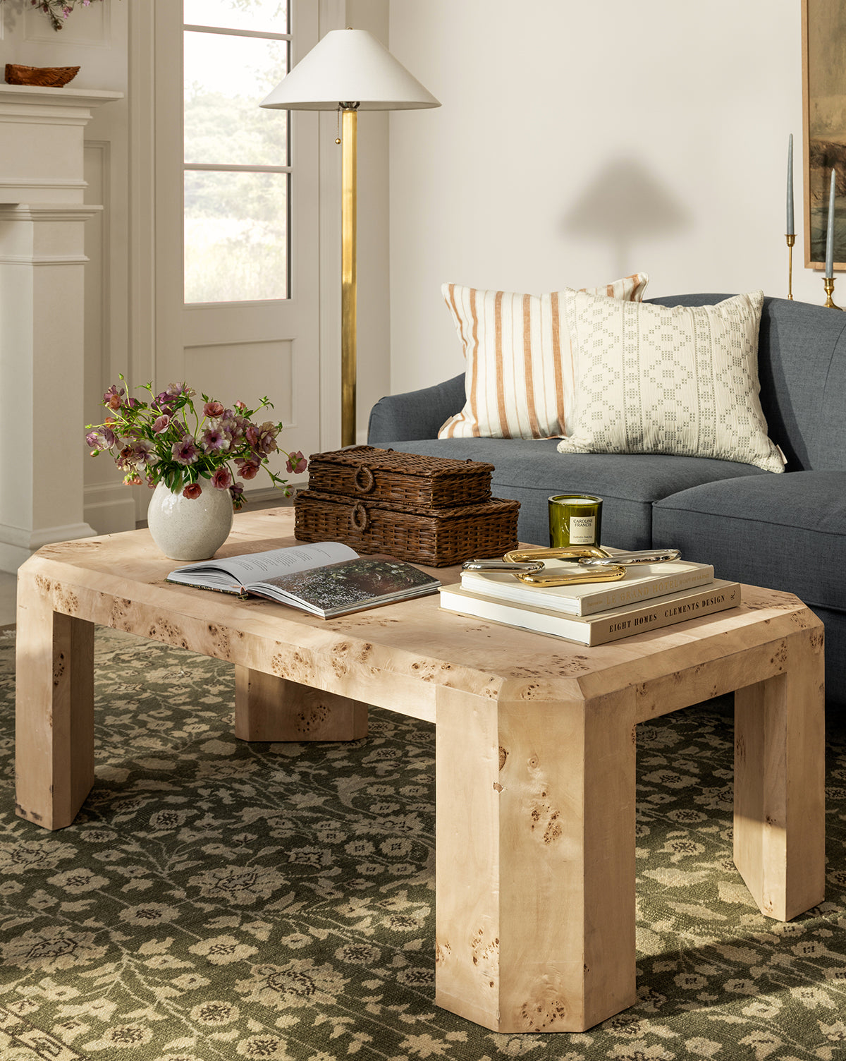 Modern Rocio Burl Coffee Table - Solid Wood Mid-Century Style Living Room Furniture for Home Decor | Perfect for Lounge, Living Room & Office Spaces