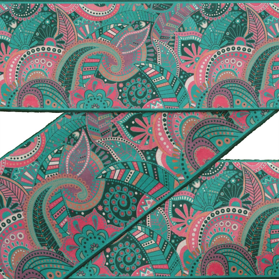 Green Leaves & Floral Printed Velvet Ribbon Trim - 9 Yards x 3 Inches Wide for Sewing, Crafts, DIY Accessories | Perfect for Gift Wrapping, Home Decor, Scrapbooking & Fashion Embellishments