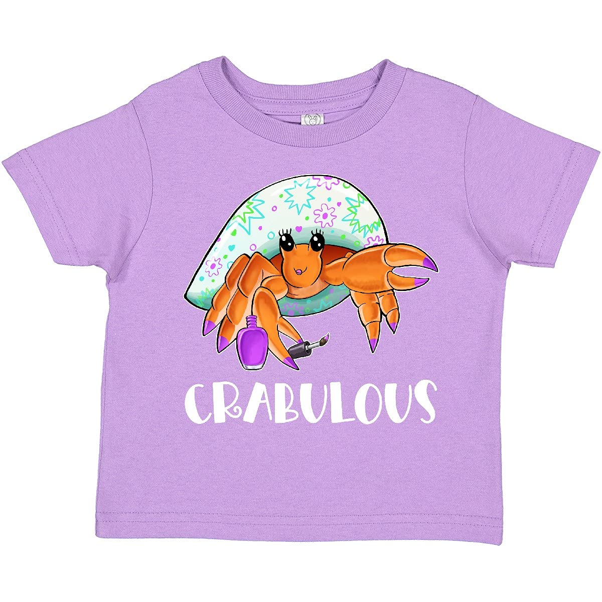 Inktastic Crabulous Cute Hermit Crab with Purple Nail Polish Toddler T-Shirt - Fun Beach Vacation Outfit for Kids, Summer Playdate & Birthday Party Gift