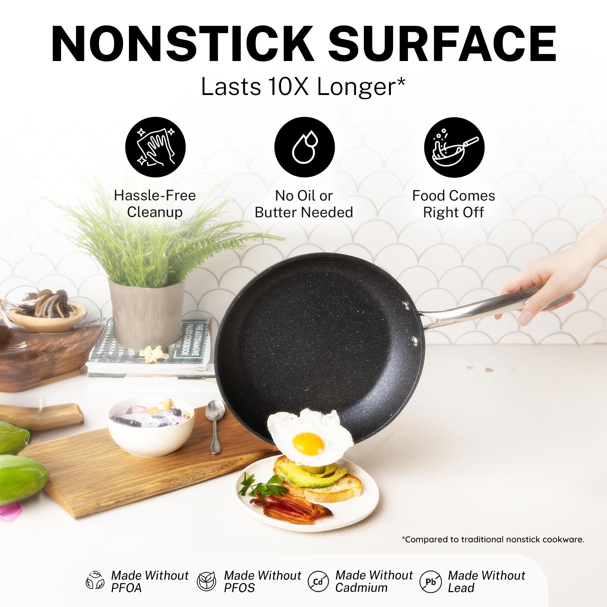 Granitestone True 20-Piece Nonstick Cookware Set with Deep Square Pan & Bakeware | PFOA & PFOS Free | Oven & Dishwasher Safe | Perfect for Home Cooking, Baking & Family Meals