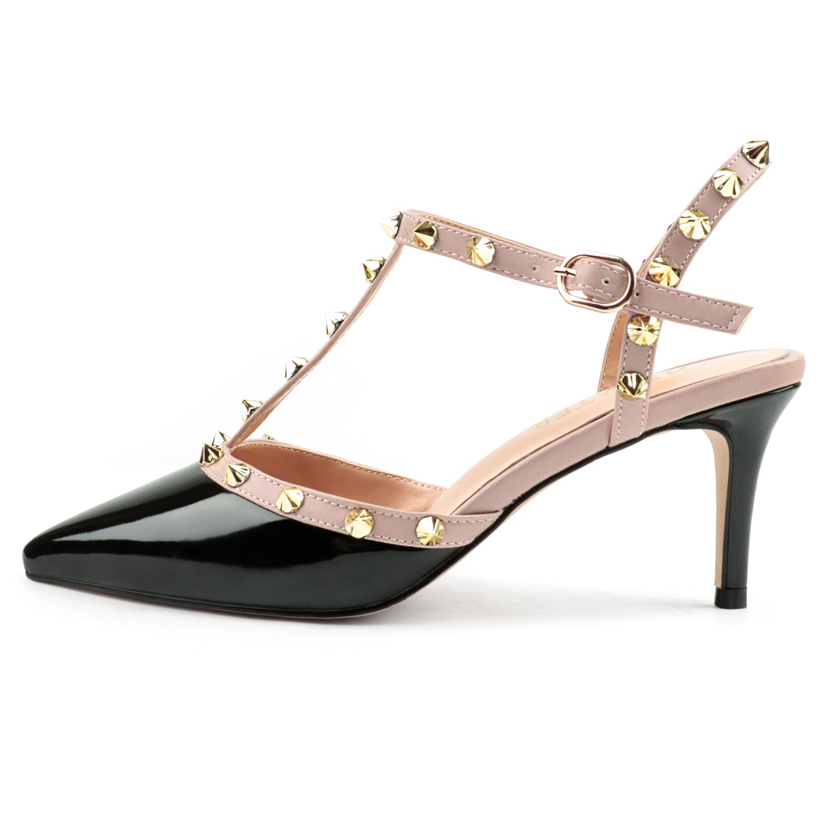 HECATER Women's Strappy Slingback Kitten Heel Pumps - Closed Toe Sandals for Work, Party & Wedding | Comfortable Dress Shoes for Office & Evening Events