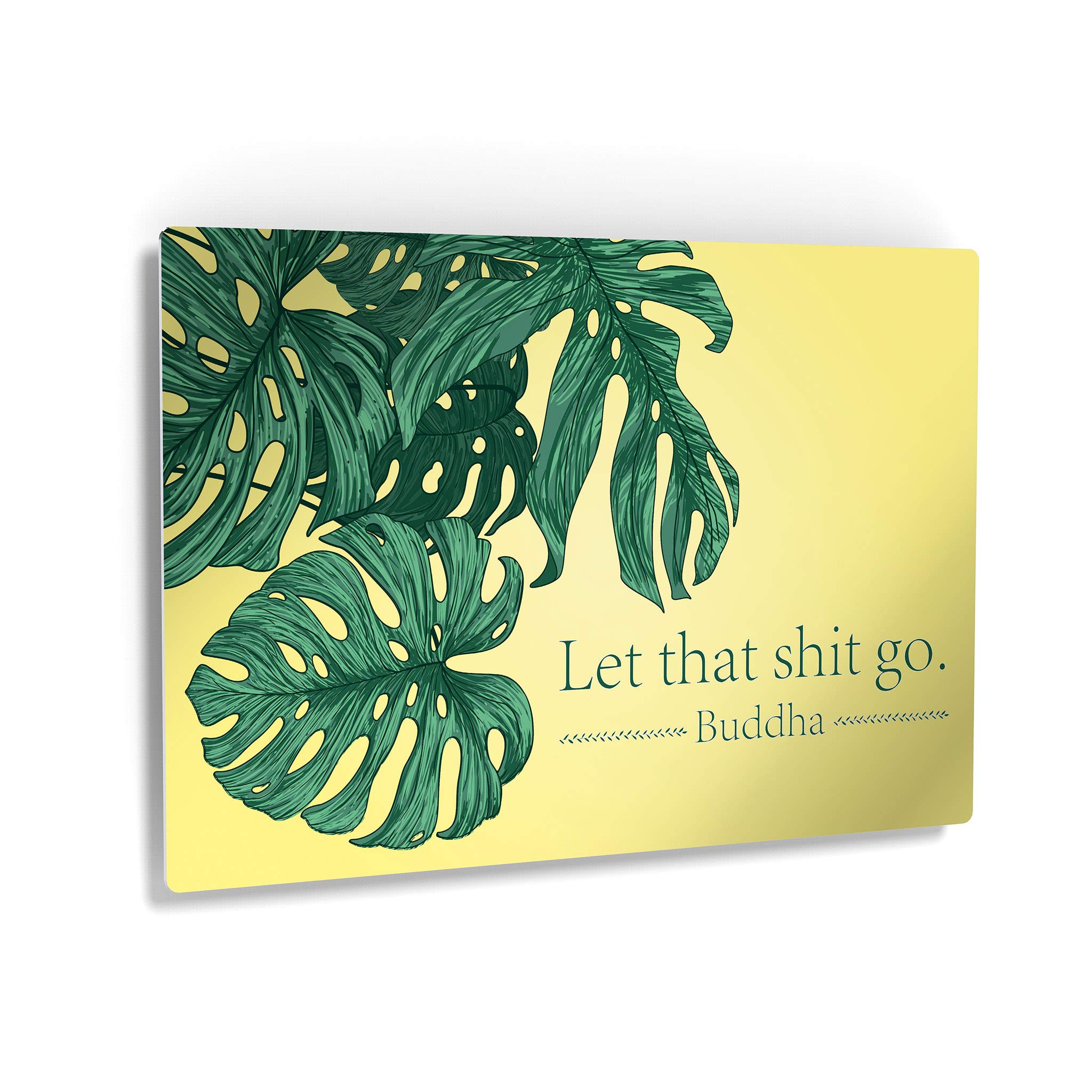 Funny Buddha Quote Metal Print - 'Let That Shit Go' Bathroom Wall Art Decor | 16x24 Inch Ready-to-Hang Toilet Sign | Made in USA | Perfect for Bathroom, Powder Room & Home Humor Decor