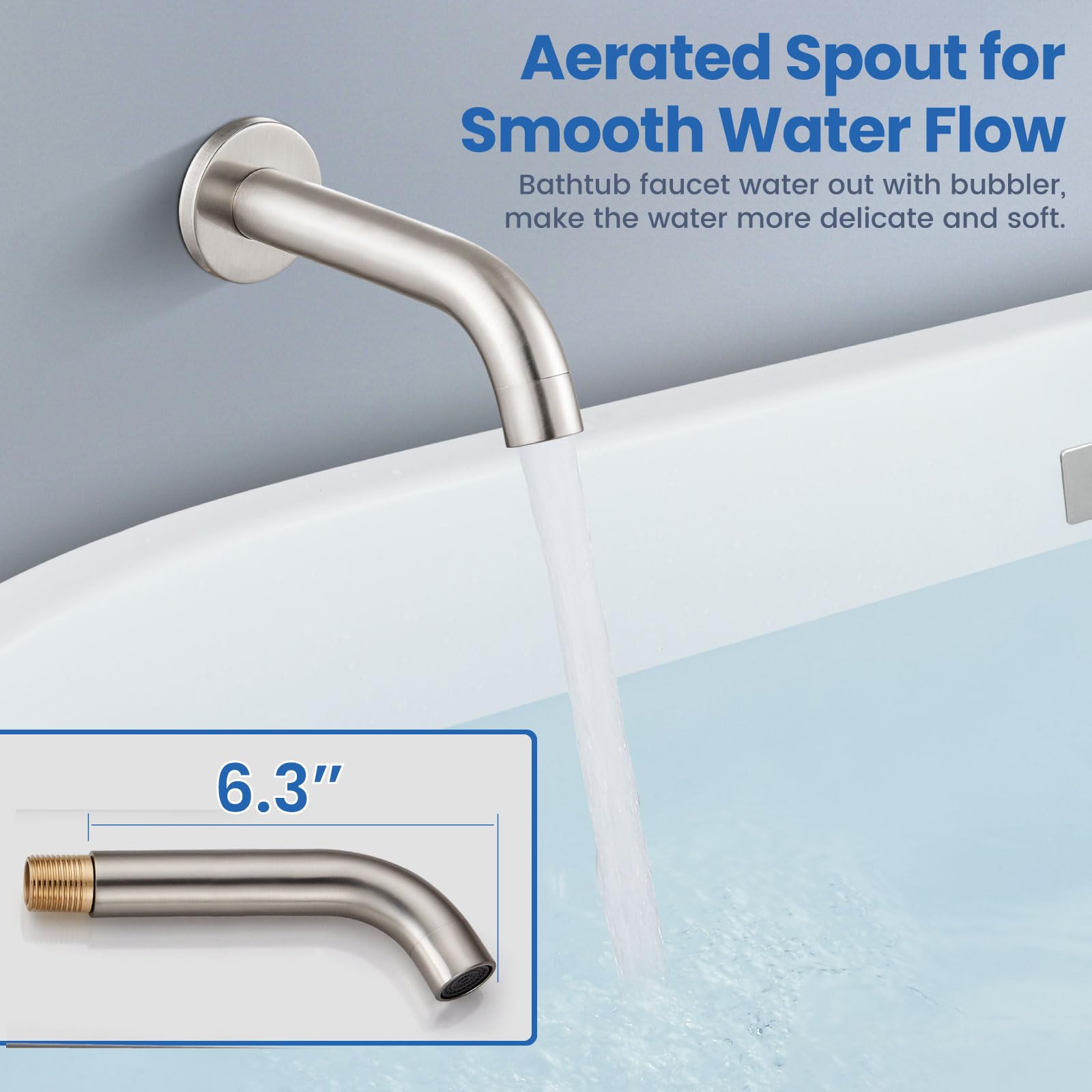 Airuida 8 Inch Round Shower System Set - 3 Function Wall Mount Rain Shower Faucet with 2 Function Handheld Showerhead & Tub Spout - Brushed Nickel Finish - Perfect for Bathroom Renovation & Spa-Like Shower Experience
