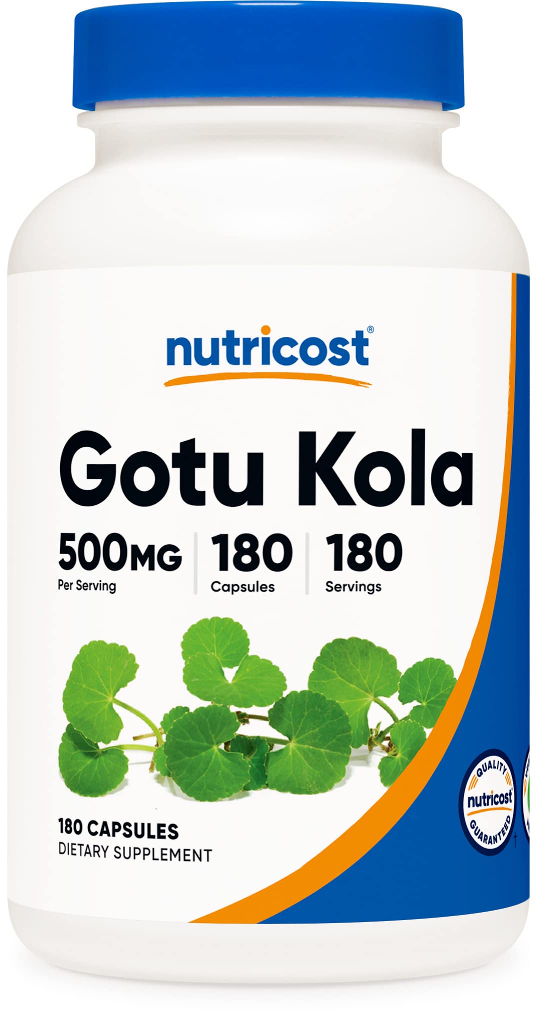 Nutricost Gotu Kola 500mg, 180 Vegetarian Capsules - Gluten Free, Non-GMO Supplement for Memory Support & Stress Relief - Perfect for Daily Wellness Routine