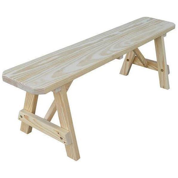 A&L Furniture Solid Yellow Pine Traditional Wooden Bench - Rustic Home Decor for Entryway, Patio, or Garden Seating