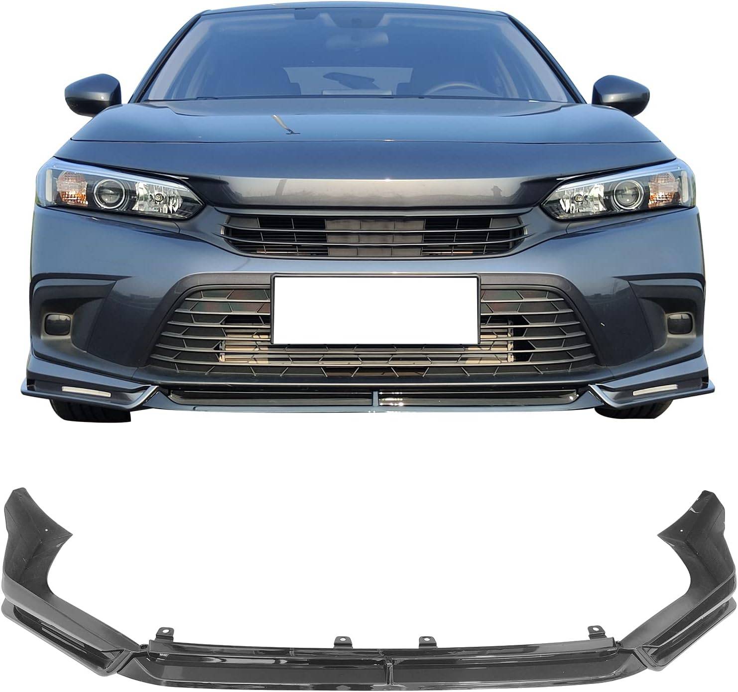2022-2024 Honda Civic 11th Gen IKON Front Bumper Lip with LED Lights - High-Quality PP Material for Enhanced Style & Downforce - Perfect for Street Racing & Car Shows