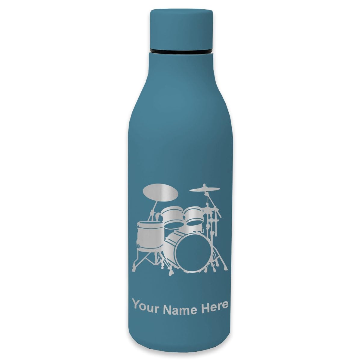 LaserGram 20oz Double Wall Vacuum Insulated Stainless Steel Water Bottle with Drum Set Design - Personalized Engraving Included - Keeps Drinks Hot/Cold for 24 Hours - Perfect for Gym, Hiking, Office & Outdoor Activities