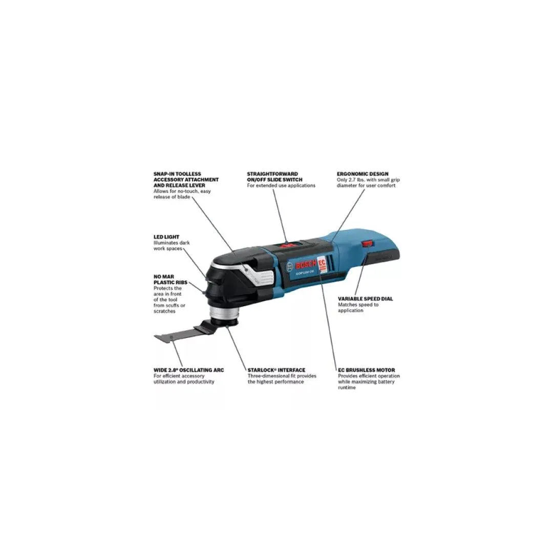 GOP18V 28 18V StarlockPlus® Oscillating Multi Tool Bare Tool - Professional Cordless Power Tool for Woodworking, Metal Cutting & DIY Home Renovation Projects