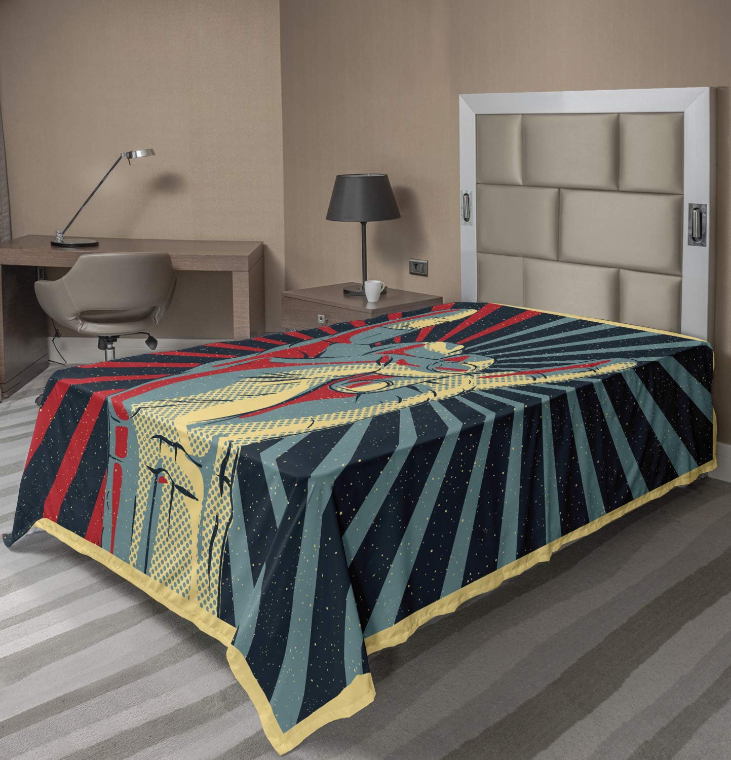 Ambesonne Music Flat Sheet - Twin Size, Soft Comfortable Bedding for Rock Music Fans & Party Lovers