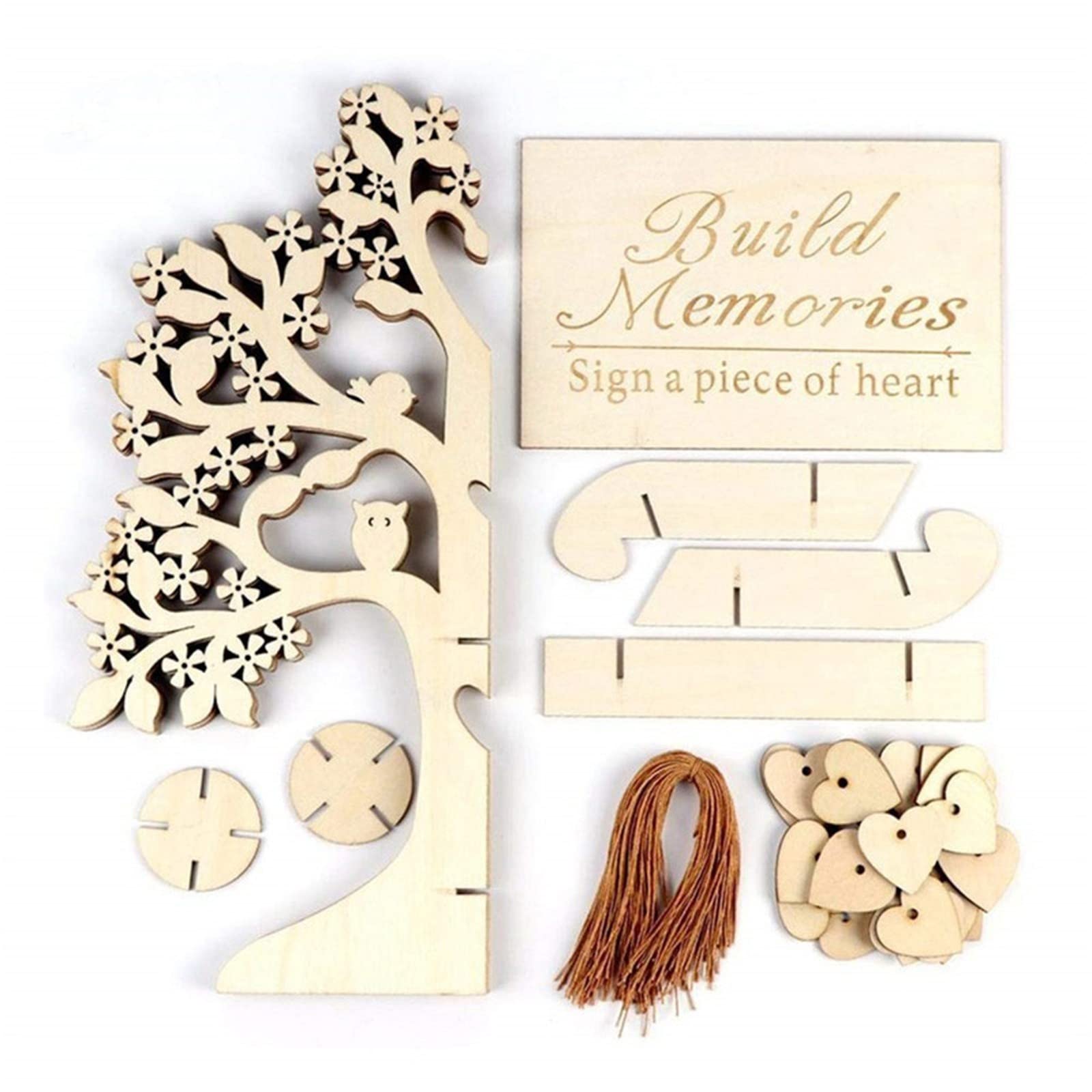Bohemian Wooden Wishing Tree Guest Book with 100 Blank Hearts - Perfect for Christmas Tree Decor, Wedding Reception, Baby Shower & Garden Gnome Ornament | Unique Guest Book Alternative for Special Events & Home Decor