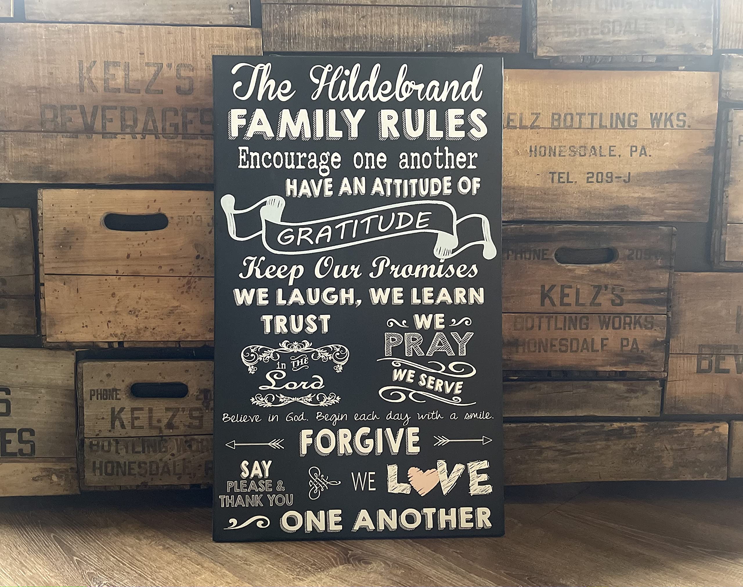 Personalized Family Rules Sign - Custom Wall Decor Plaque & Canvas Art - Unique Christmas, Birthday, Housewarming & Bridal Shower Gift Idea - Perfect for Home, Nursery & Wedding Decor