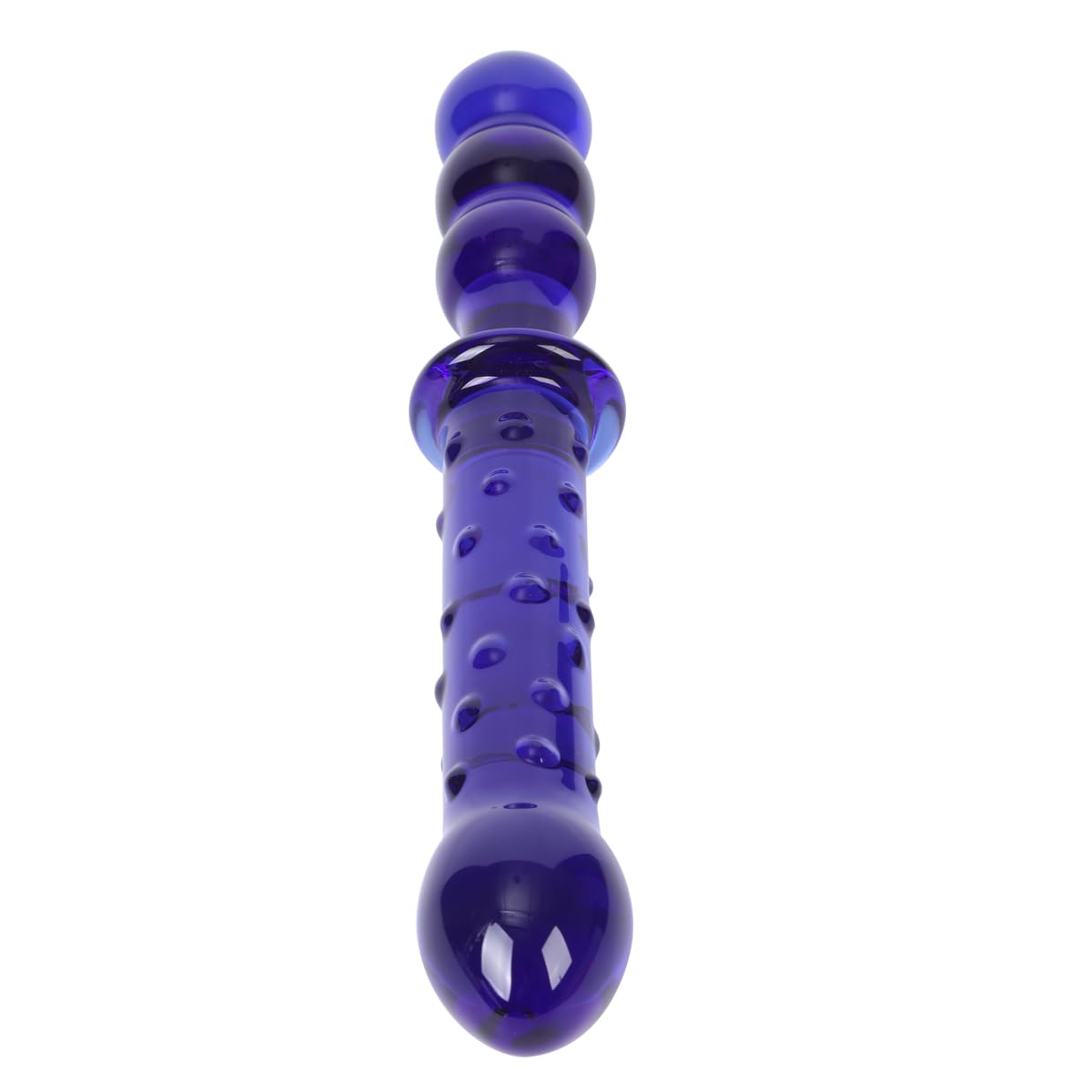 8.9 Inch Glass Dotted Double-Ended Dildo - Crystal Penis Pleasure Wand for G-Spot & Anal Stimulation - Personal Massager Sex Toy (Blue) - Perfect for Solo Play & Couples Intimacy