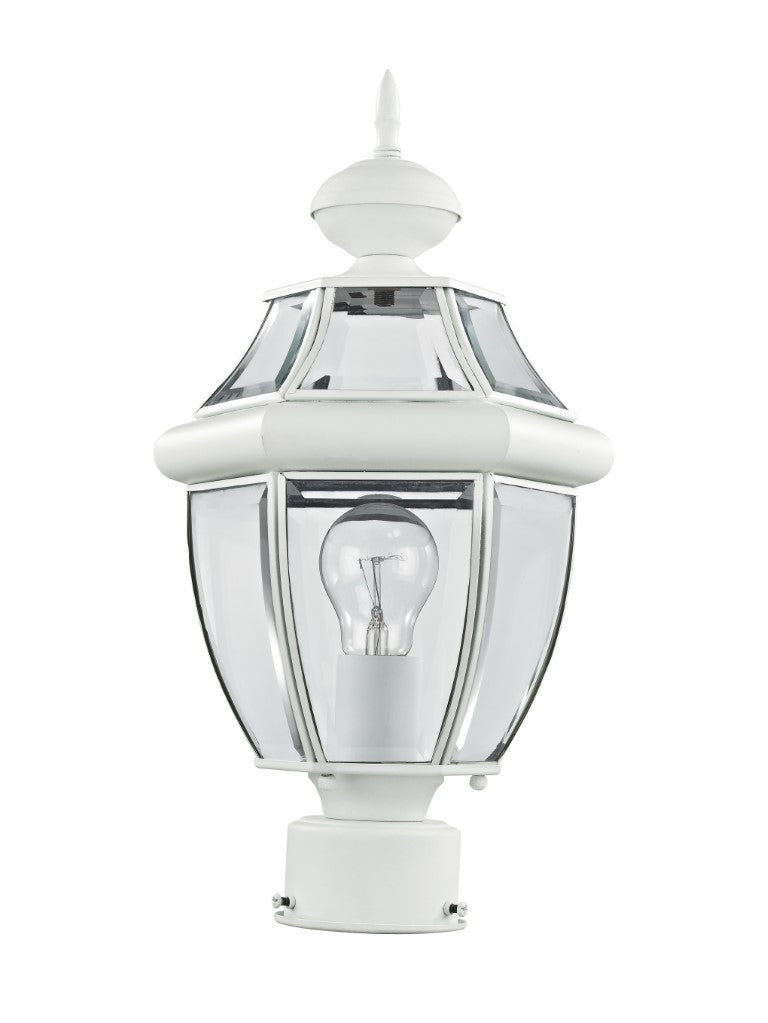 Handcrafted Solid Brass Outdoor Post Top Lantern with Clear Beveled Glass - Monterey Medium Base Light Bulb Socket (16.5
