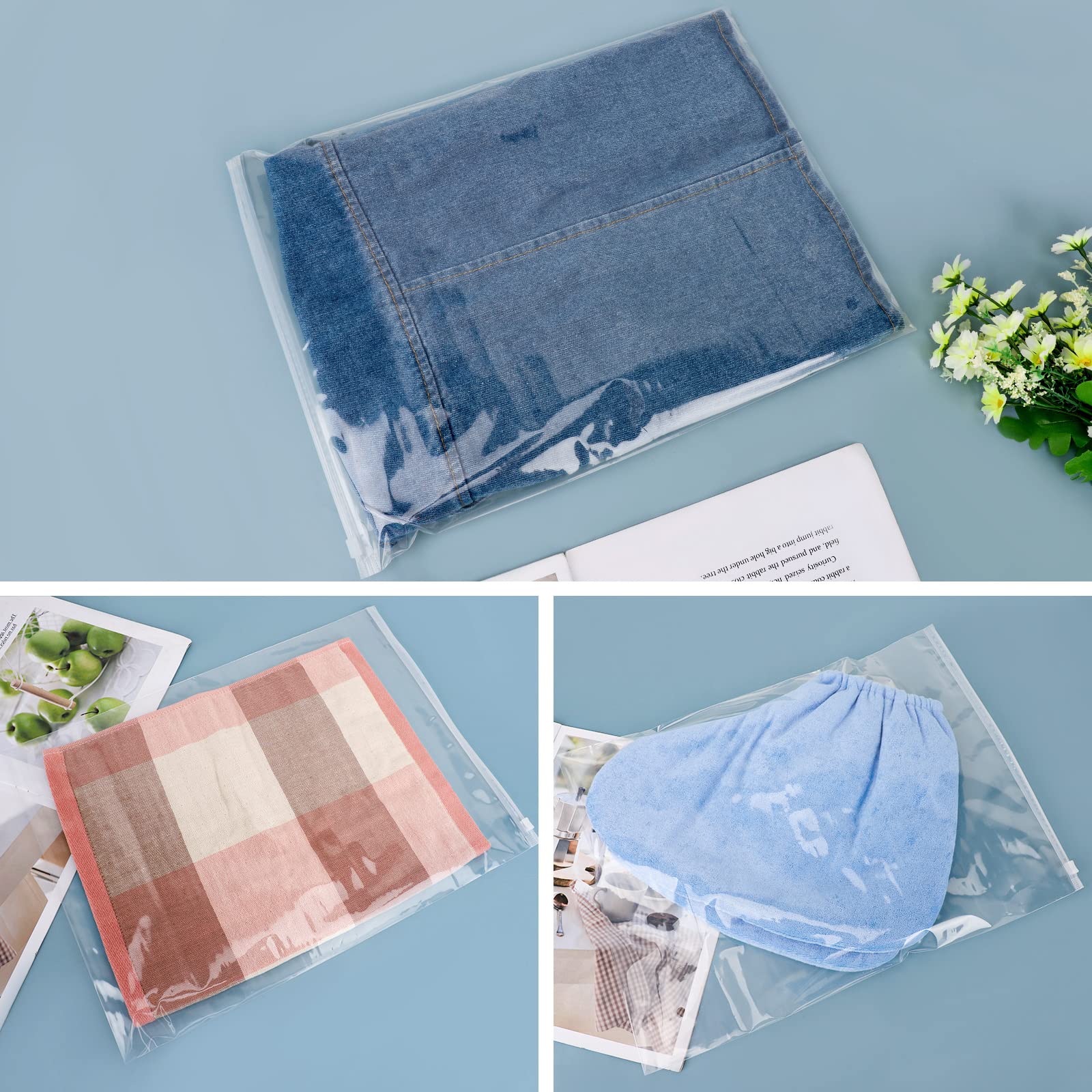 50 Pcs 14x18 Inch Heavy Duty Clear Zipper Bags for Organizing & Shipping - 3 Mil Thick Plastic Storage Bags with Vent Holes | Perfect for Mailing, Gift Packaging, Clothes Storage & Home Organization