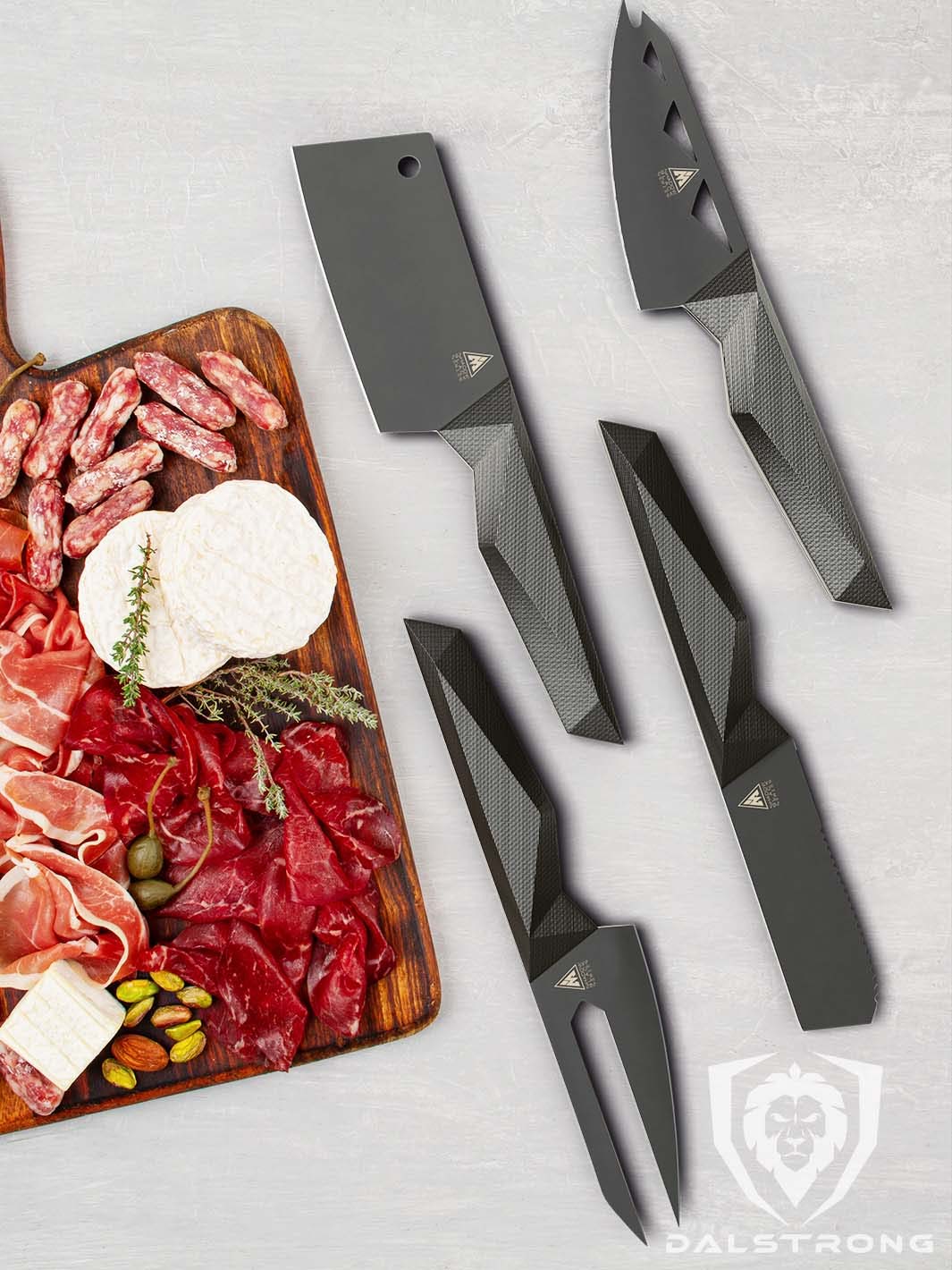 Premium 4-Piece Cheese Knife Set - Shadow Black Series - NSF Certified - Dalstrong - Perfect for Cheese Boards, Charcuterie & Entertaining