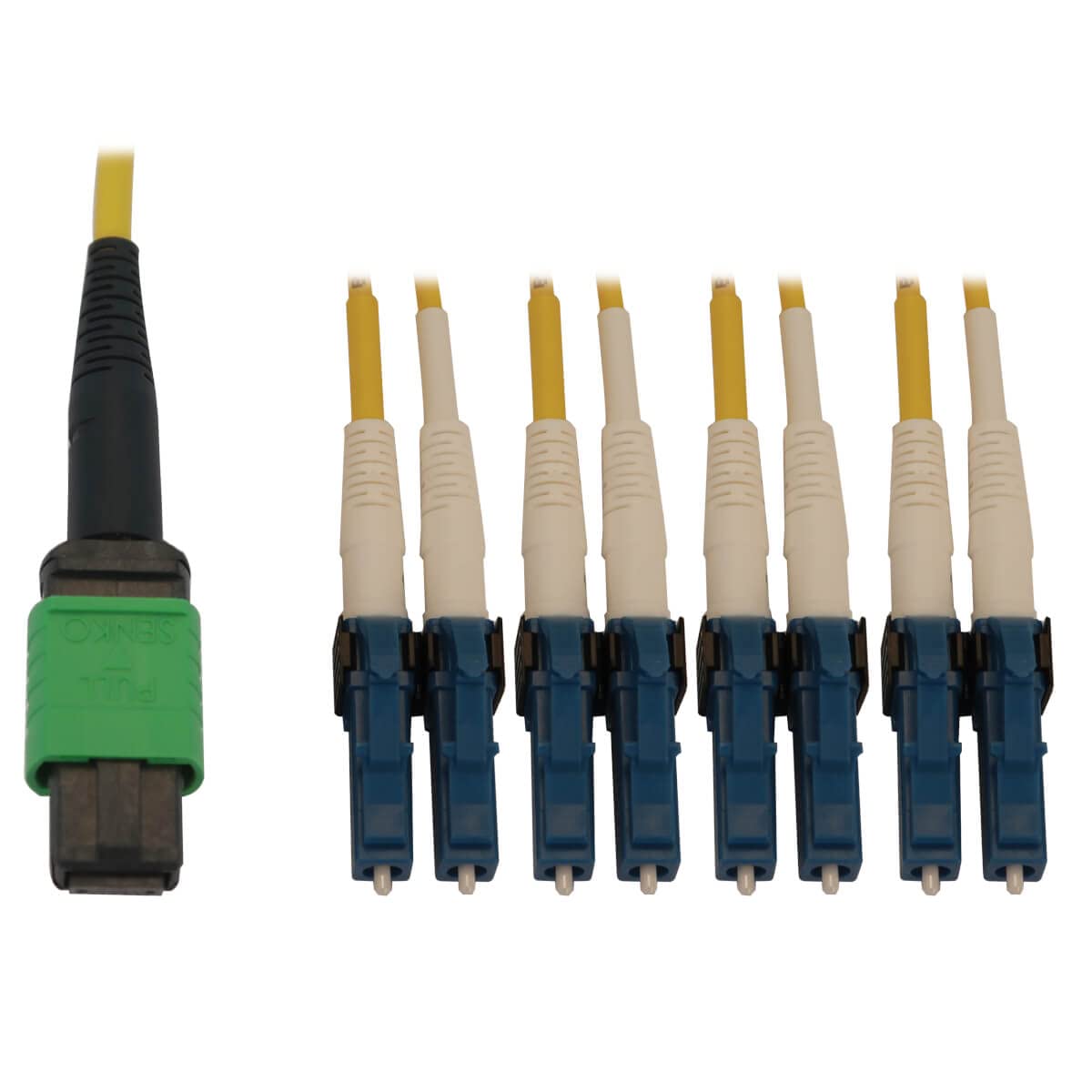 Tripp Lite Single Mode Fiber Patch Cable - 9/125 OS2 MPO to 4X Switchable LC Duplex (F/M APC-UPC) - 8 Fiber Yellow LSZH Jacket - 5 Meters (16.4 Feet) - Lifetime Warranty (N390X-05M-8L-AP) - Ideal for Data Centers, Server Rooms & High-Speed Network Connections