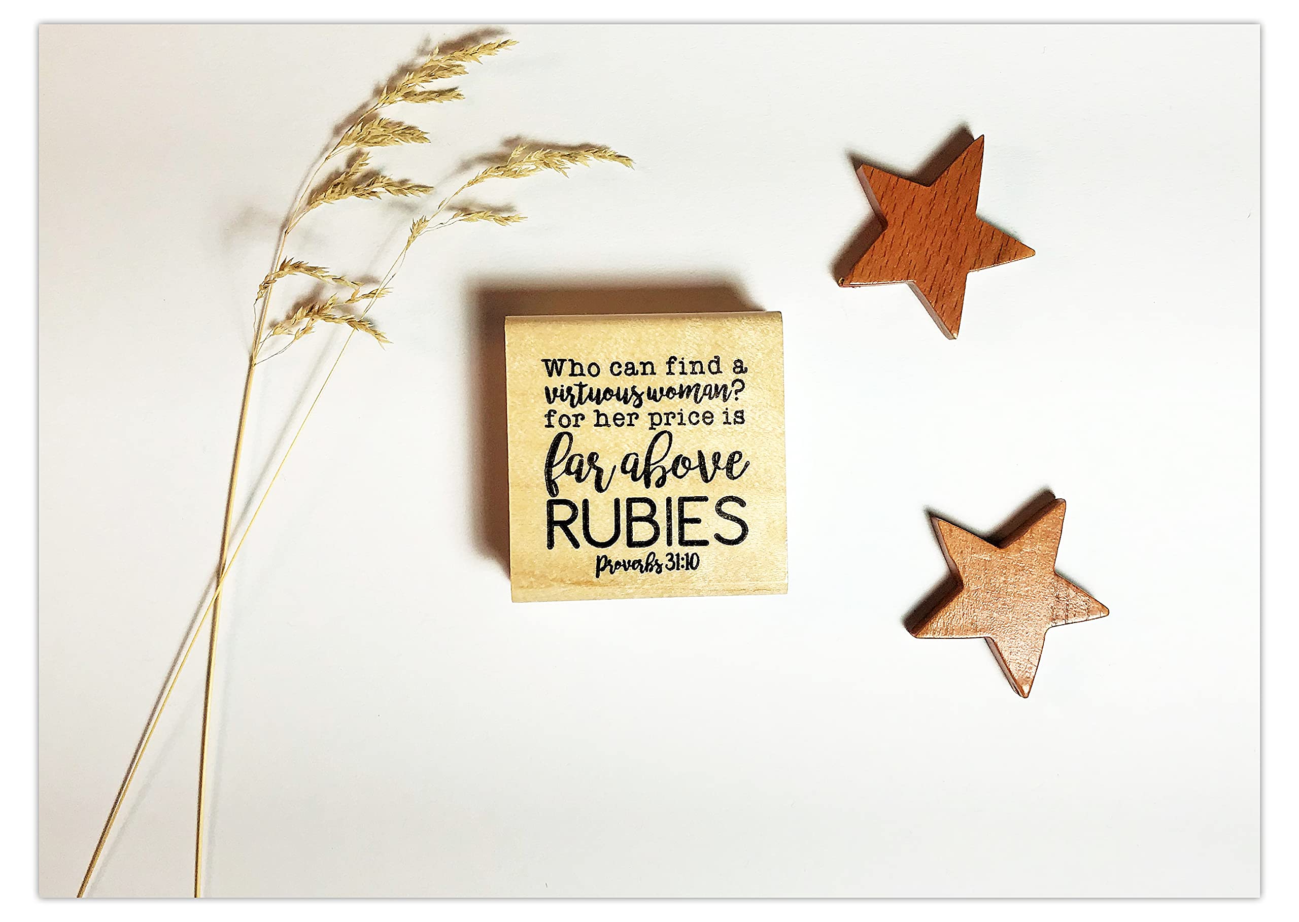 Religious Rubber Stamp - Virtuous Woman Bible Verse for Crafting