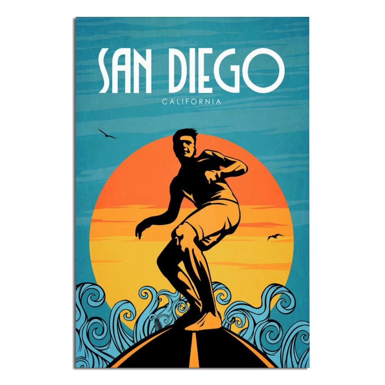 Vintage San Diego Travel Posters - Canvas Wall Art Prints for Living Room, Bedroom, Office Decor - Retro Travel Inspired Home Decor for Beach House & Coastal Style Interiors