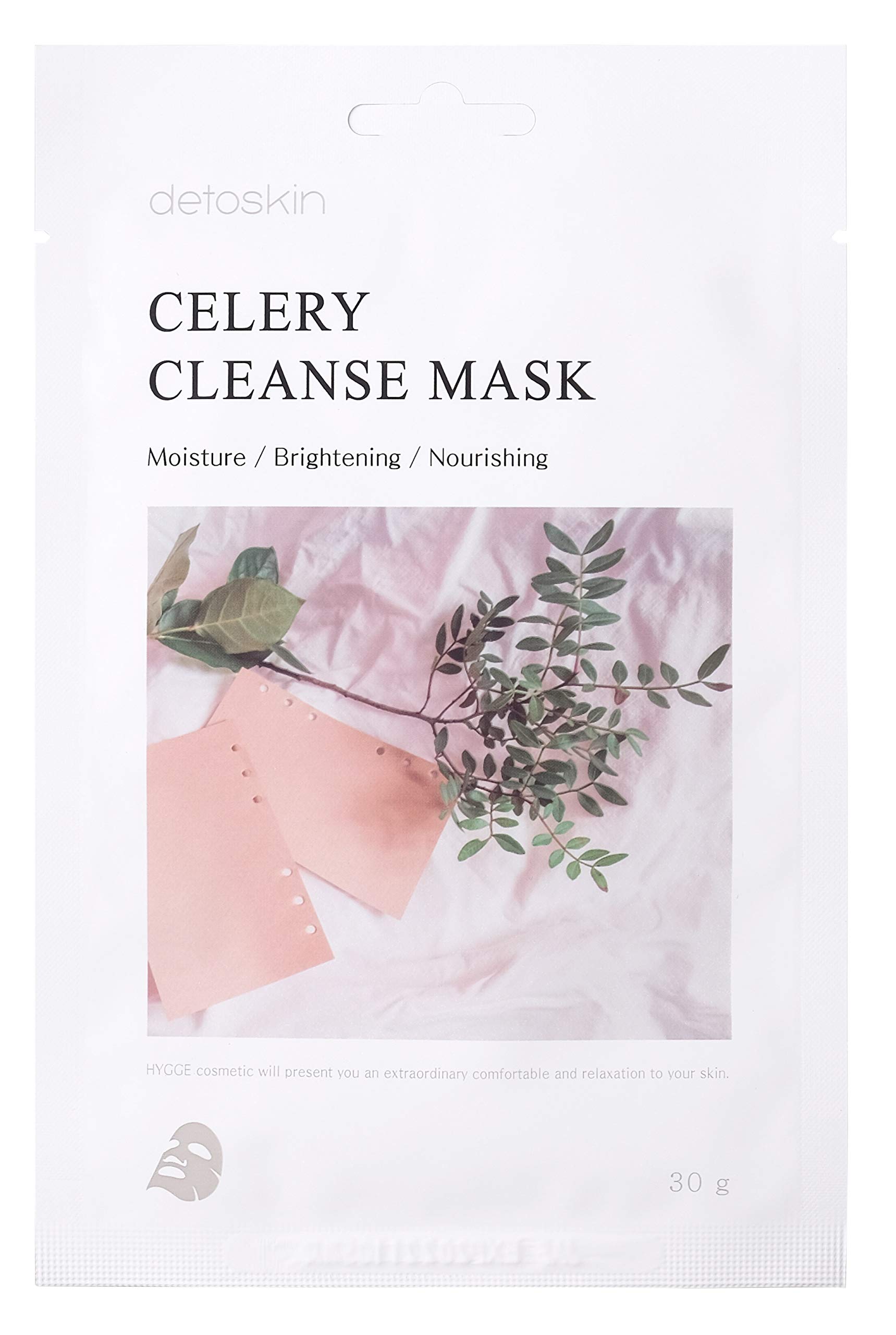 Korean Collagen Essence Celery Facial Mask 1.01 fl.oz (10 Sheets) - Hydrating & Detoxifying Face Mask for Sensitive & Dry Skin - Perfect for Daily Skincare Routine, Spa Night, and Travel Skincare Essentials