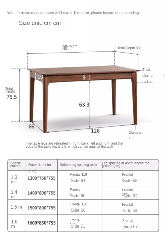 Solid Black Walnut Wood Rectangular Dining Table - 8 Seater Long Farmhouse Table for Dining Room & Kitchen | Rustic Home Decor & Entertaining Furniture