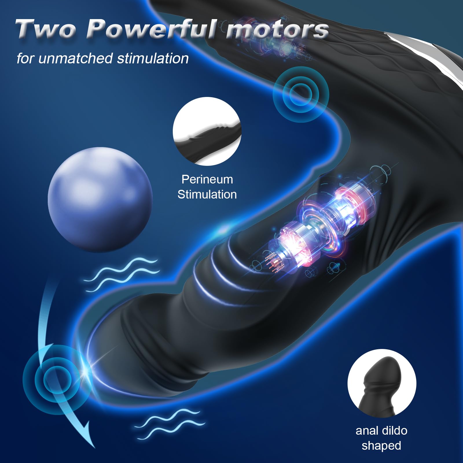 App Controlled Prostate Massager with 9 Vibration Modes - Dual Cock Ring Anal Vibrator for Men & Couples | Adult Sex Toy for Solo Play & Partner Intimacy