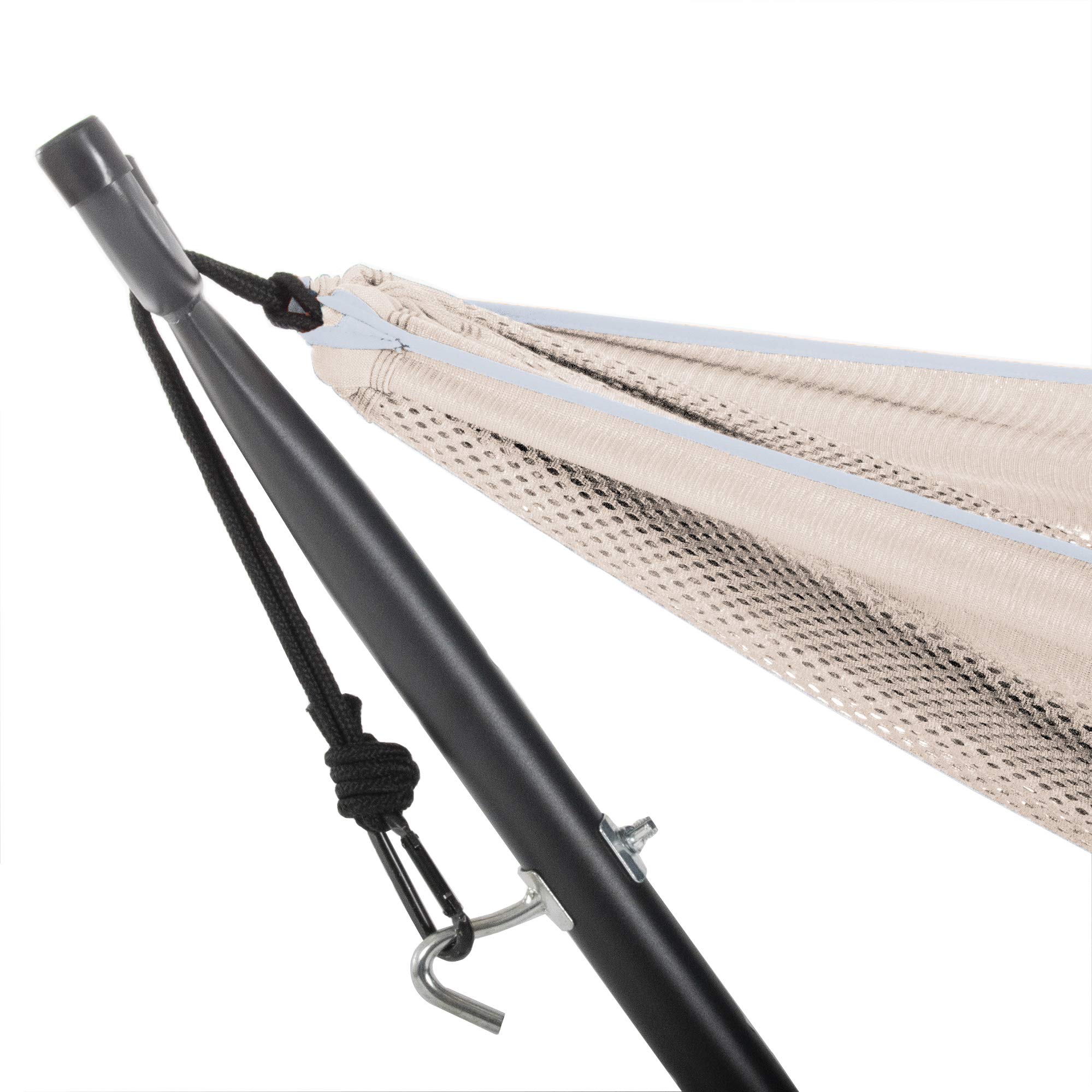 Vivere C9MESH-44 Hammock with Stand - Sand & Sky Color - Portable Outdoor Hammock for Backyard, Beach, Camping & Relaxation