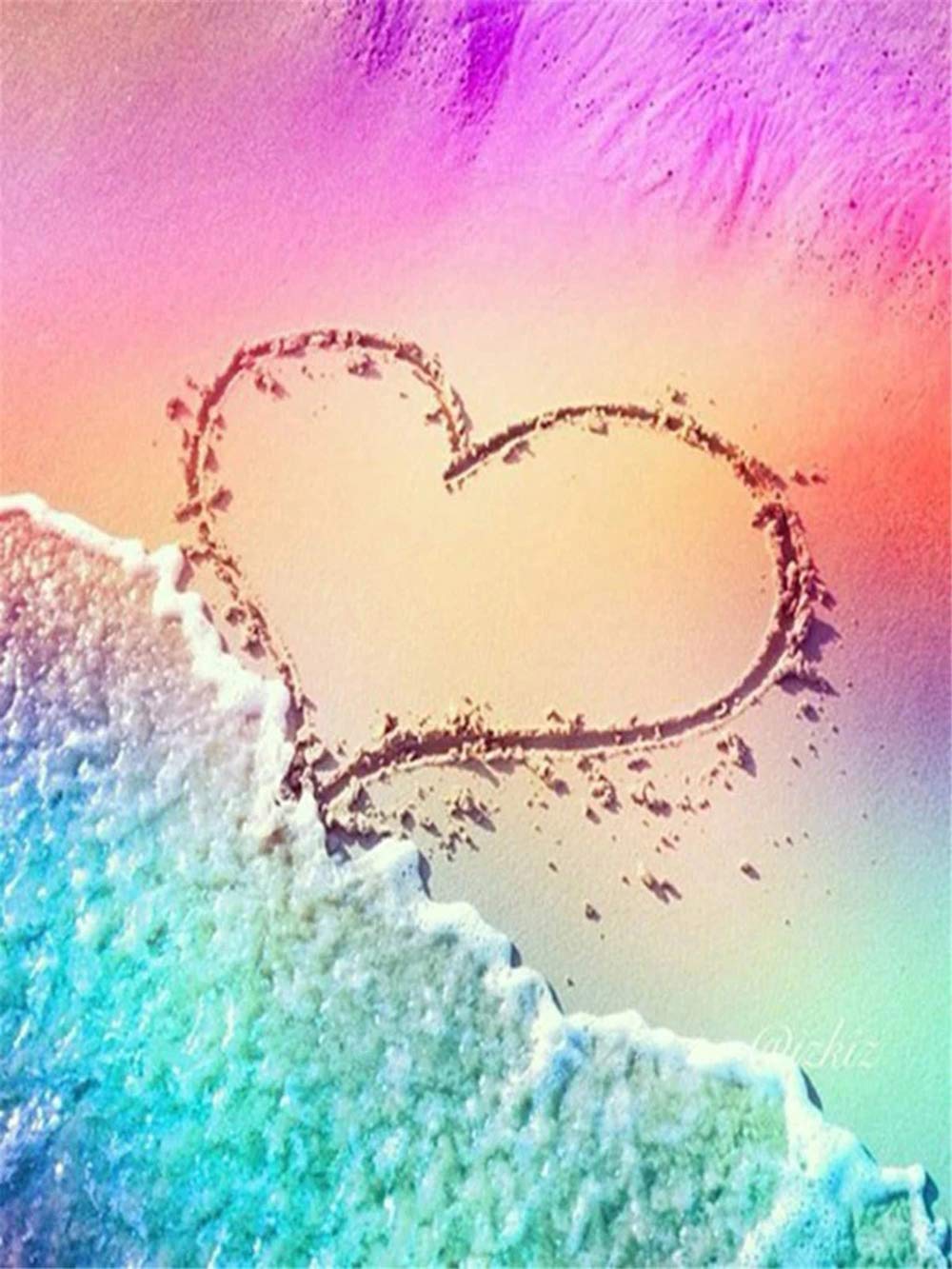 5D Diamond Painting Kit for Adults - DIY Full Drill Crystal Rhinestone Embroidery Art, Heart in The Sand Design (8x12 Inch) - Perfect for Home Decor, Wall Art & Relaxing Craft Projects for Beginners
