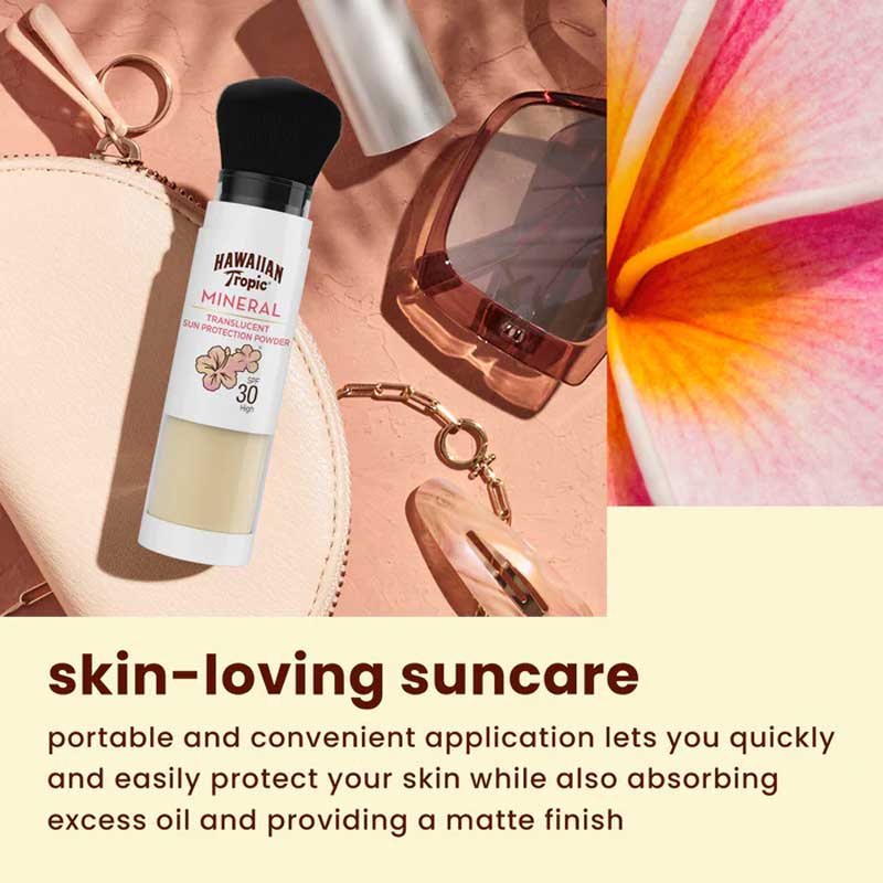 Hawaiian Tropic Mineral Brush SPF 30 Sunscreen - Lightweight, Reef-Safe, Broad Spectrum Protection for Face & Body - Perfect for Beach, Pool & Outdoor Activities