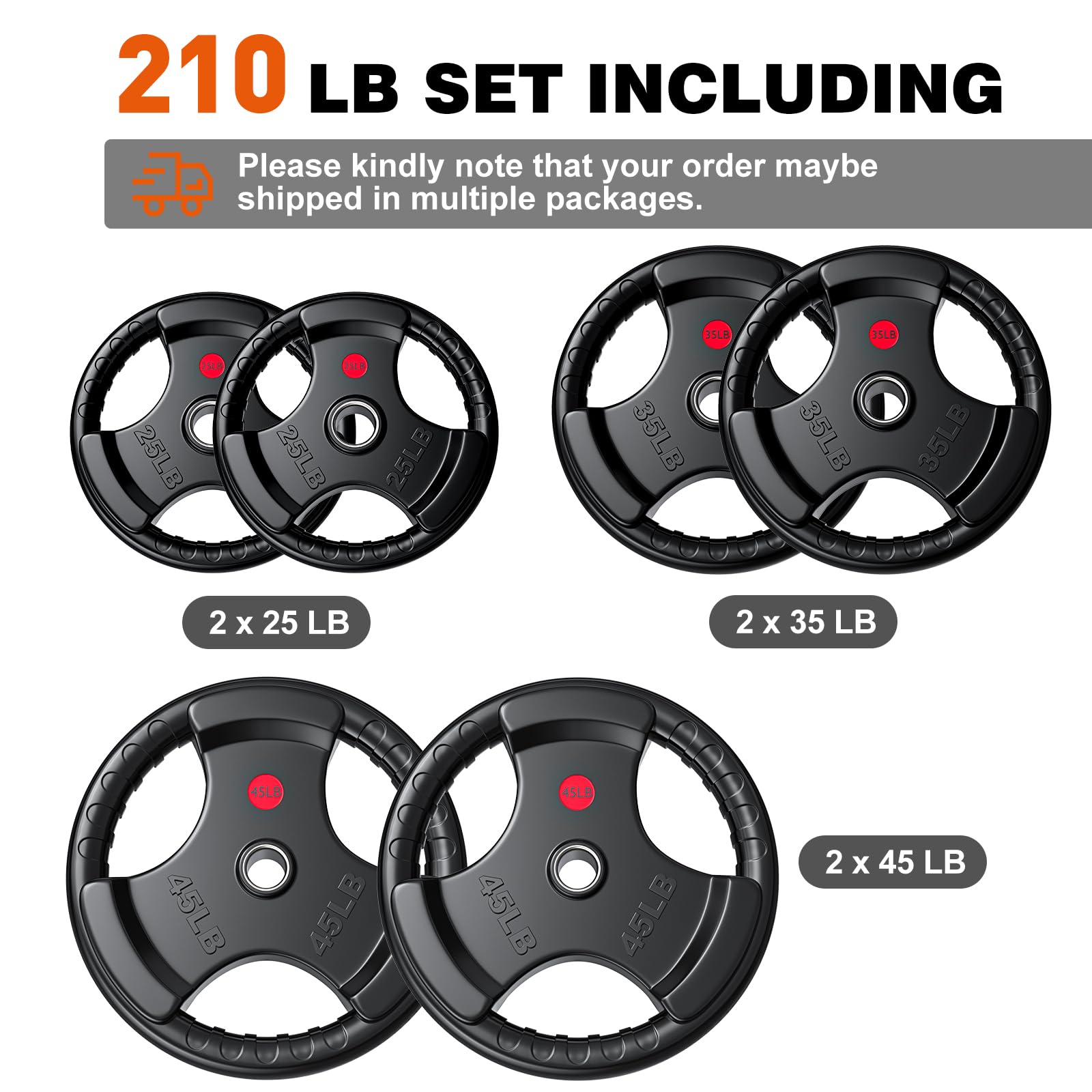 XDDIAS 2-Inch Olympic Rubber Weight Plates – 10LB to 45LB Solid Cast Iron Grip Plates for Strength Training, Weightlifting & Bodybuilding – Pairs or Single for Home Gym, CrossFit & Powerlifting – Durable Barbell Weights for Deadlifts, Squats & Bench Press