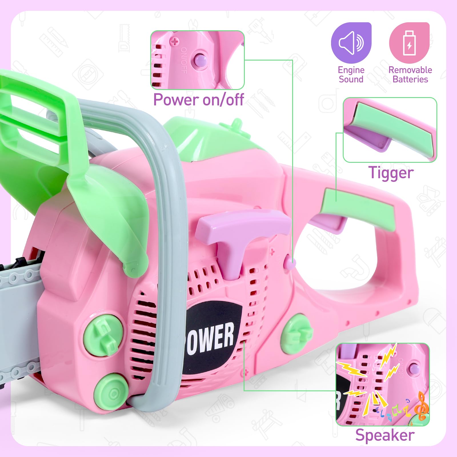 **Skirtoy Kids Toy Chainsaw - Pretend Play Tool Set for Toddlers & Preschoolers | STEM Educational Toy for Outdoor & Indoor Play | Perfect Gift for Family Day & Birthday Parties**