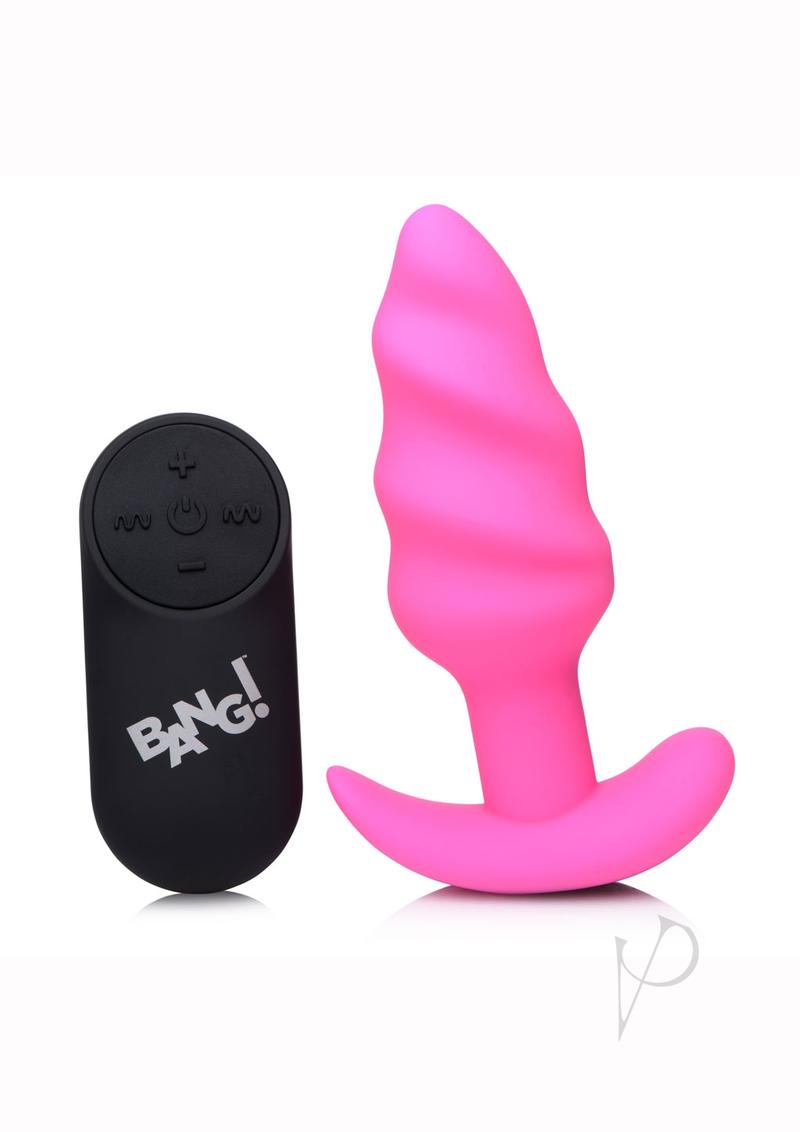 21x Vibrating Silicone Rechargeable Swirl Anal Plug with Wireless Remote - Pink | Adult Toy for Couples Play & Solo Pleasure | Discreet & Powerful Stimulation