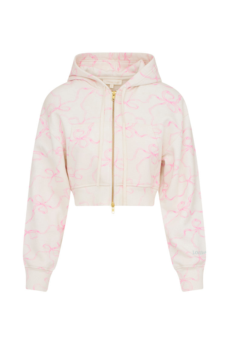 Pierra Women's Cotton Cropped Bow Hoodie - Soft Casual Pullover Sweatshirt for Spring & Fall | Perfect for Streetwear, Coffee Dates & Weekend Outings