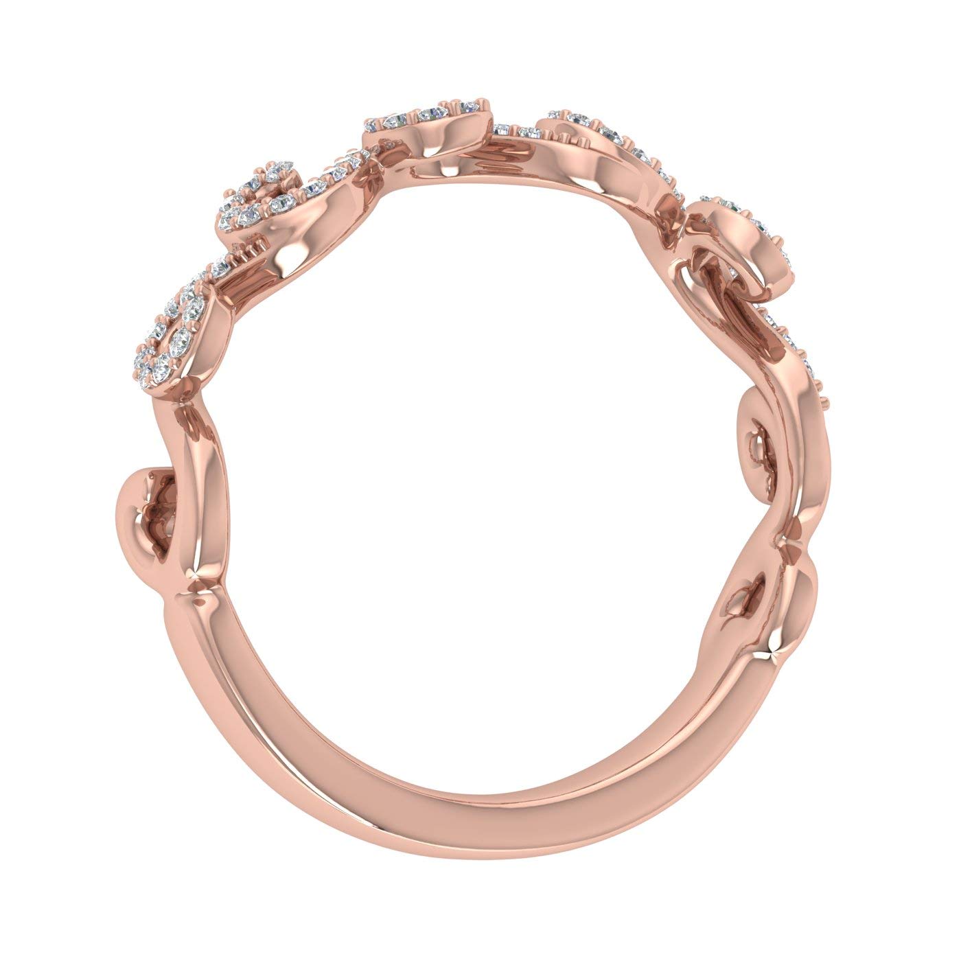 0.15 Carat Diamond Wave Wedding Band Ring in 10K Gold for Women - Elegant Stackable Ring for Bridal, Anniversary & Everyday Wear
