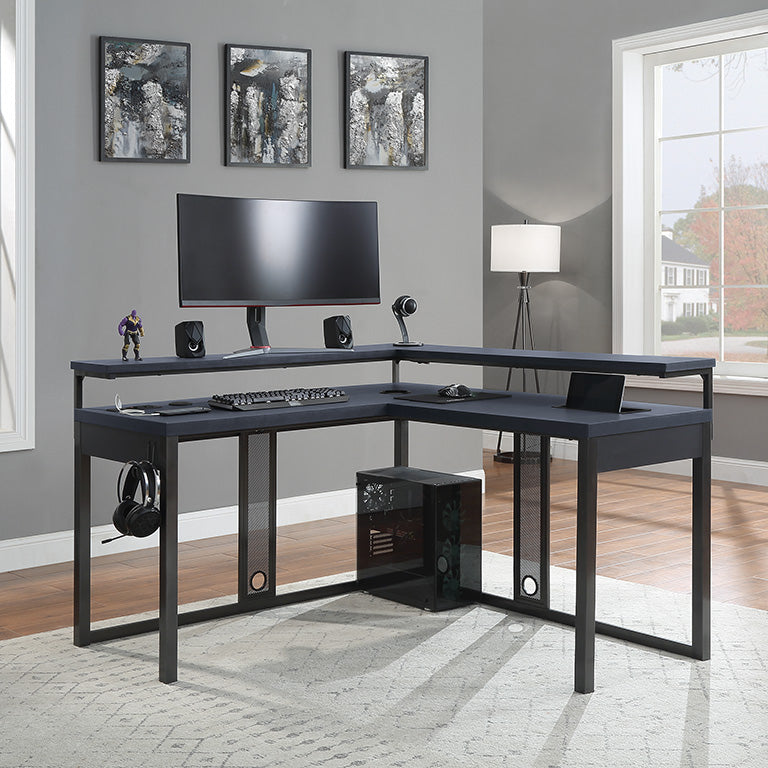 Office Star Loadout L-Shaped Gaming Desk [LDT5454GLD] - Ergonomic Computer Workstation for Home Office & Gaming Setup