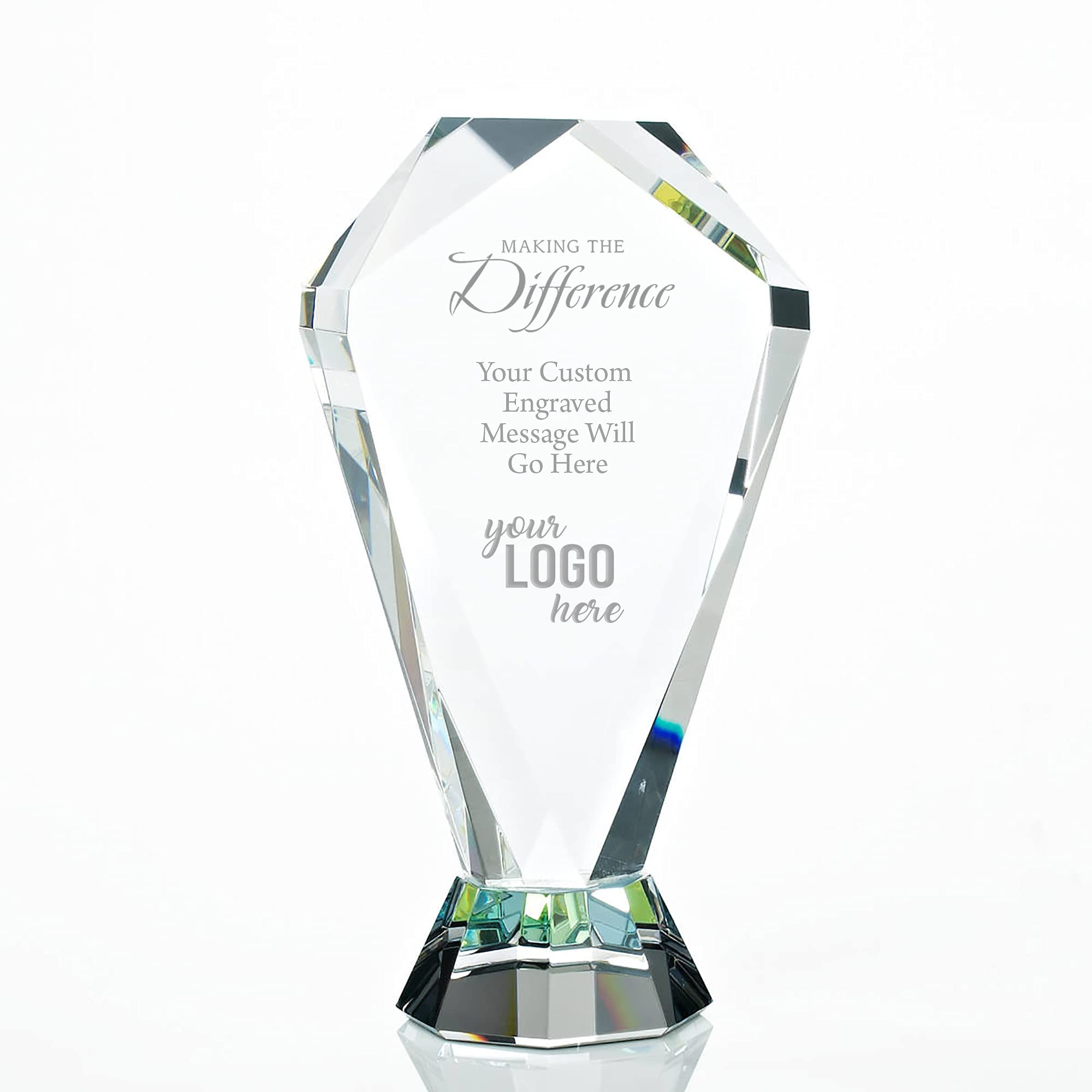 Baudville Custom Engraved Prism Crystal Trophy - Employee Recognition Award with Gift Box - Perfect for Corporate Awards, Milestone Celebrations & Team Appreciation Events